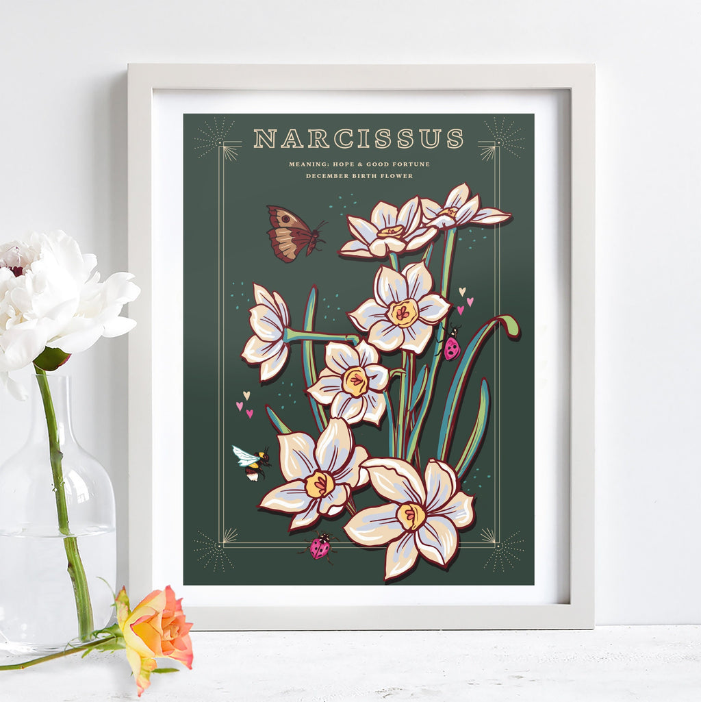 Narcissus December Birth Flower Wall Art Print