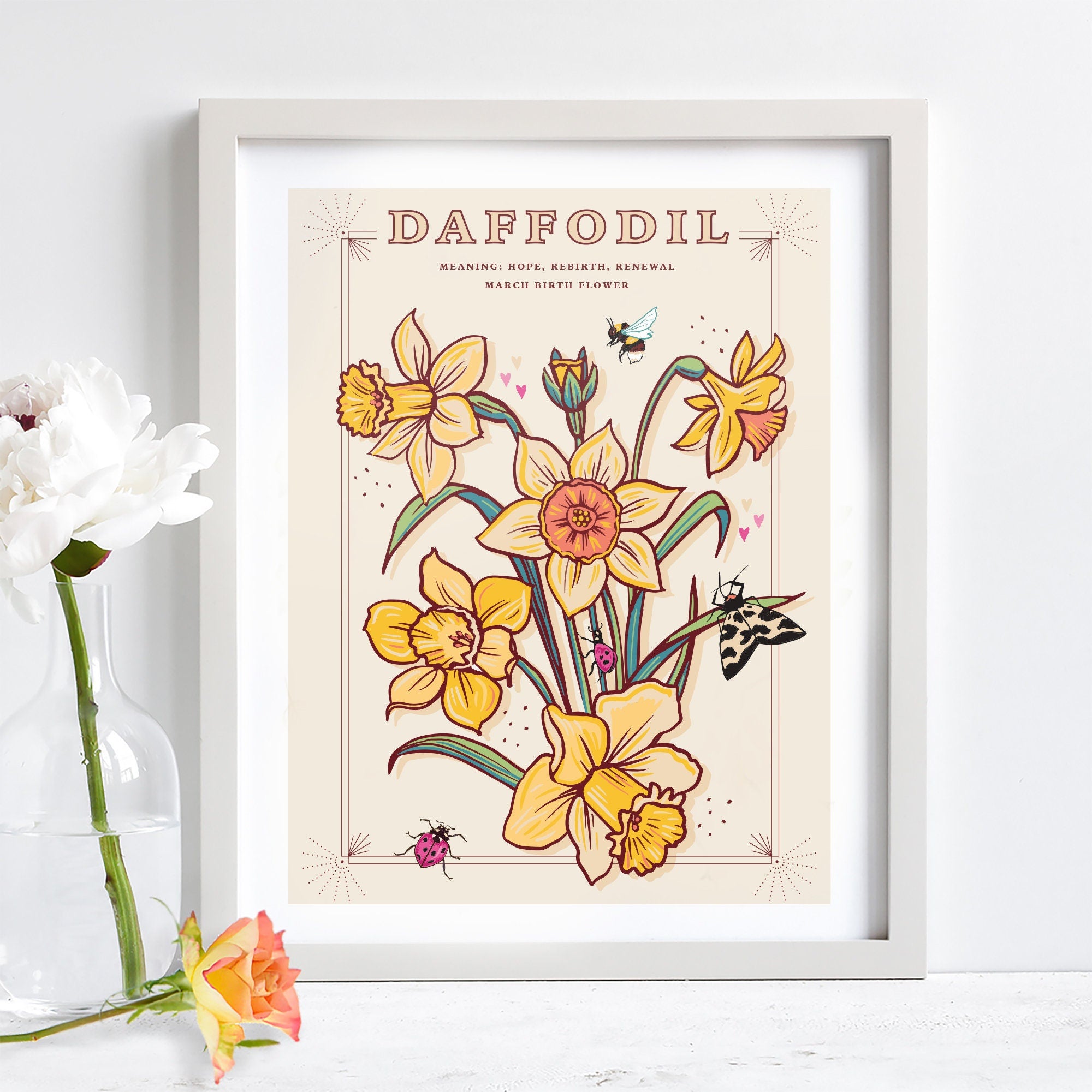 Daffodils March Birth Flower Wall Art Print