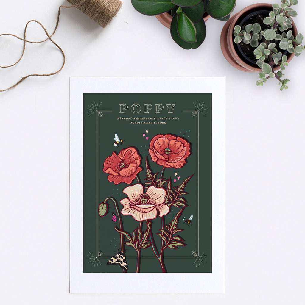 Poppy August Birth Flower Wall Art Print