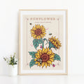 Sunflower Wall Art Print, Loyalty and Adoration Flower Illustration Print