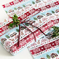 Lodges In The Snow Christmas Wrapping Paper pack of 2 sheets with tags