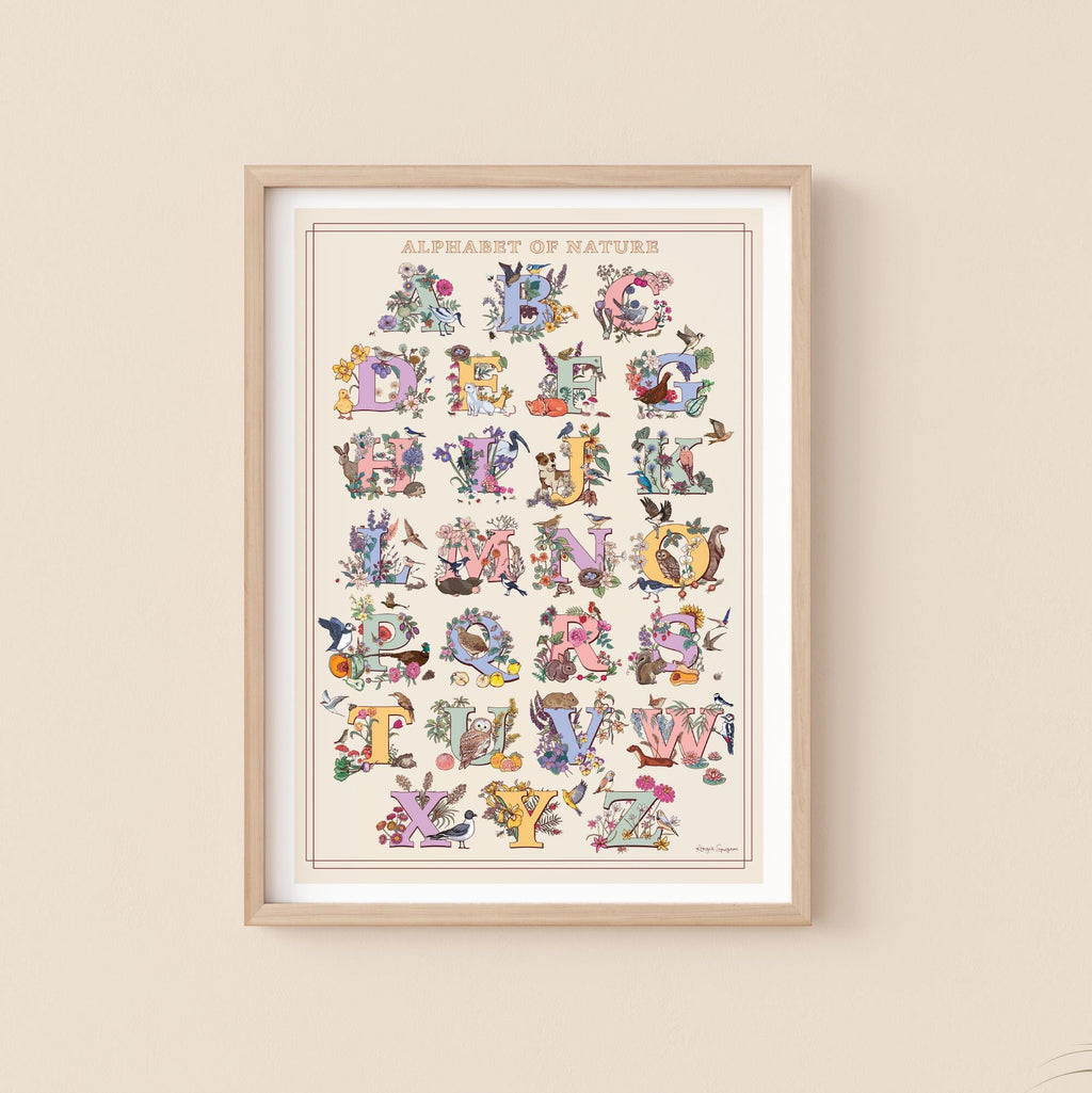A to Z of Nature Alphabet Wall Art Print A4 size
