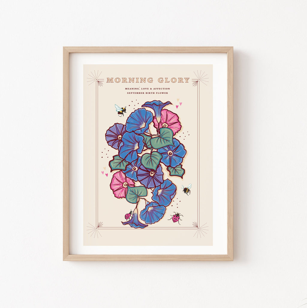Morning Glory September Birth Flower Wall Art Print