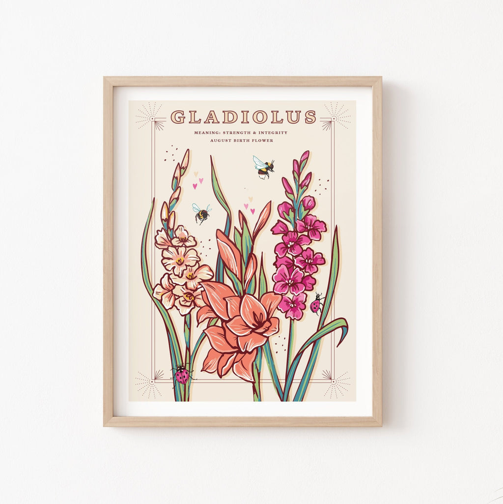 Gladiolus August Birth Flower Wall Art Print
