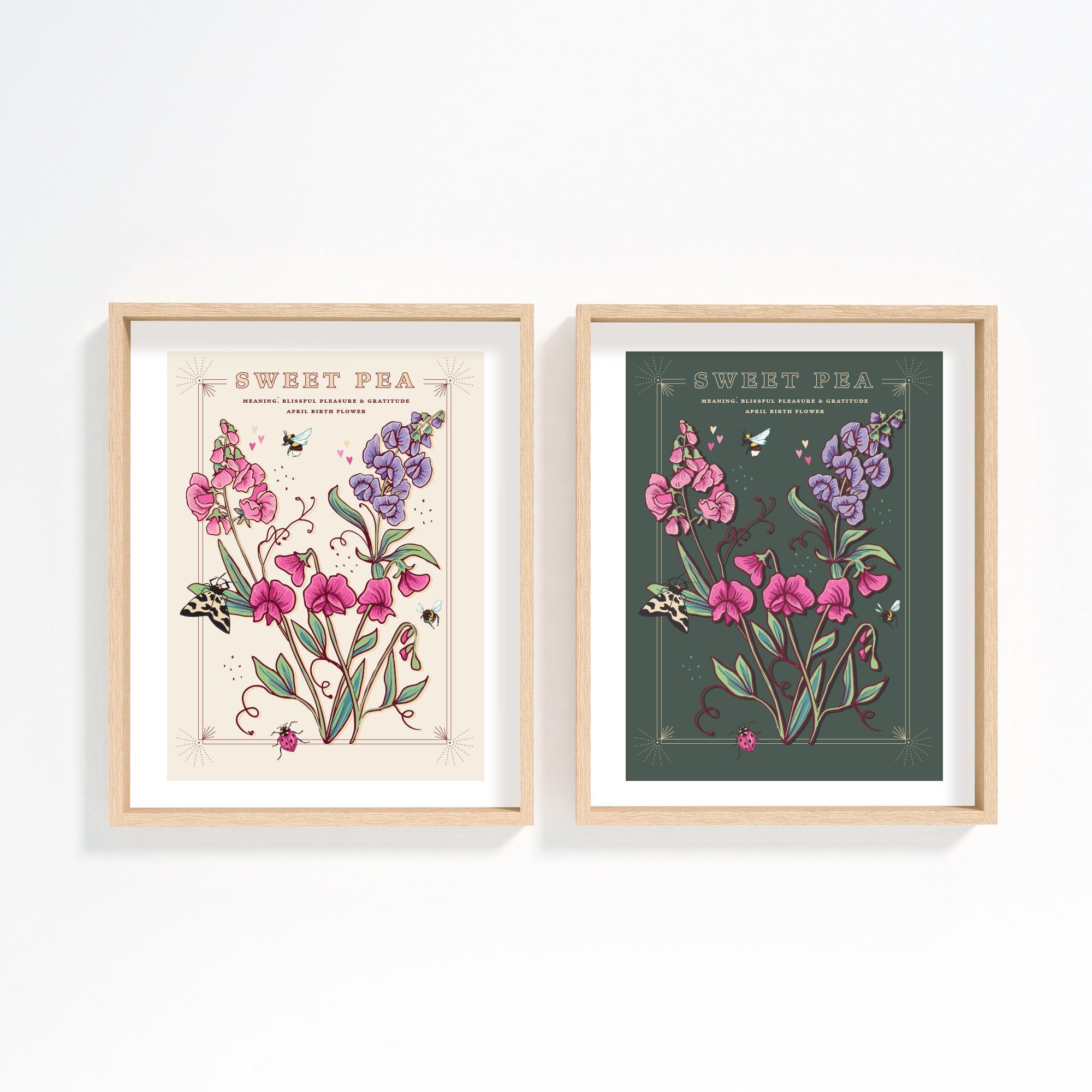 Sweet Pea April Birth Flower Wall Art Print