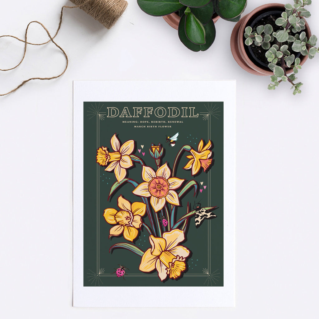 Daffodils March Birth Flower Wall Art Print
