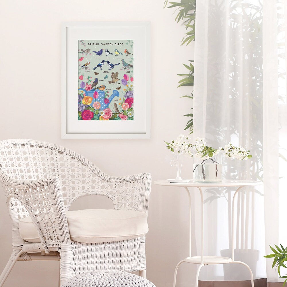 British Garden Birds Nature Guide Wall Art Print