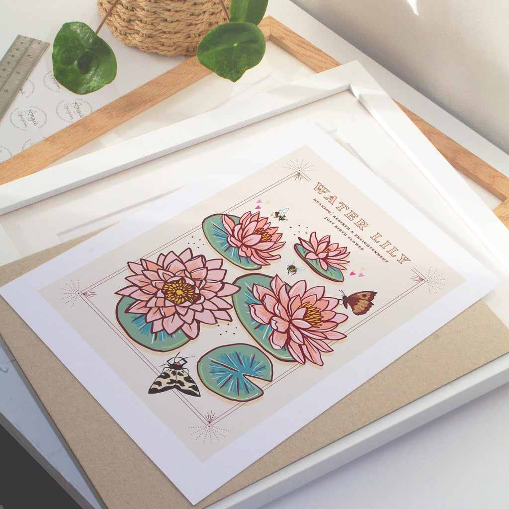 Water Lily July Birth Flower Wall Art Print