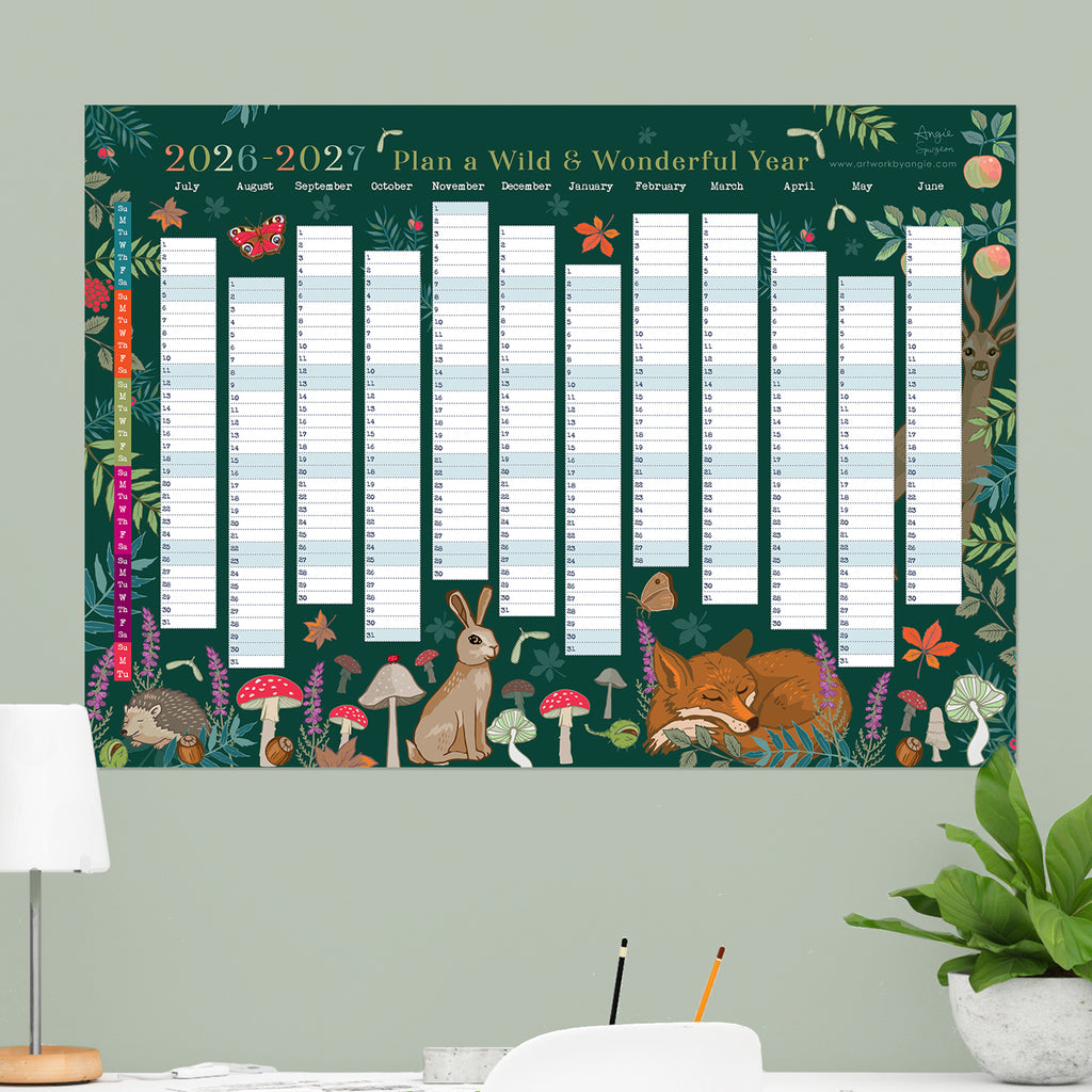 2027 Wall Planner Woodland Wildlife Year to View