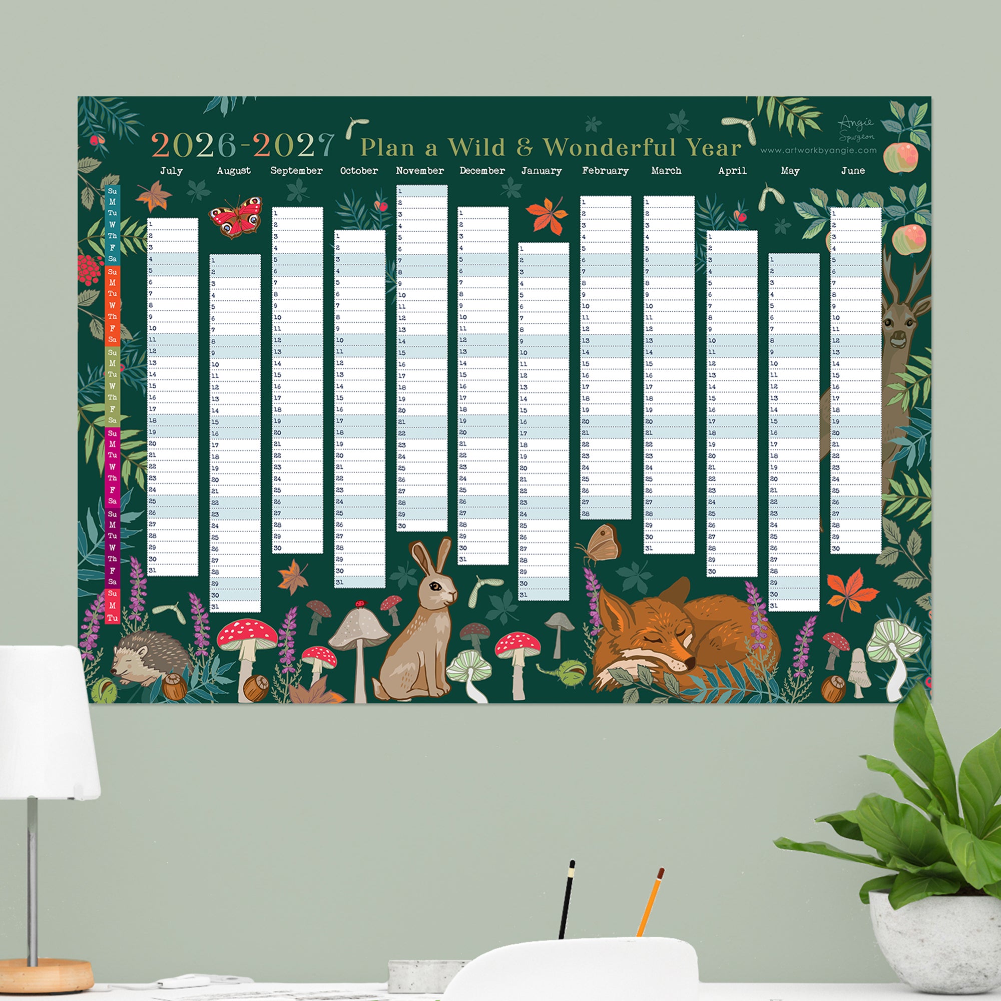 2027 Wall Planner Woodland Wildlife Year to View