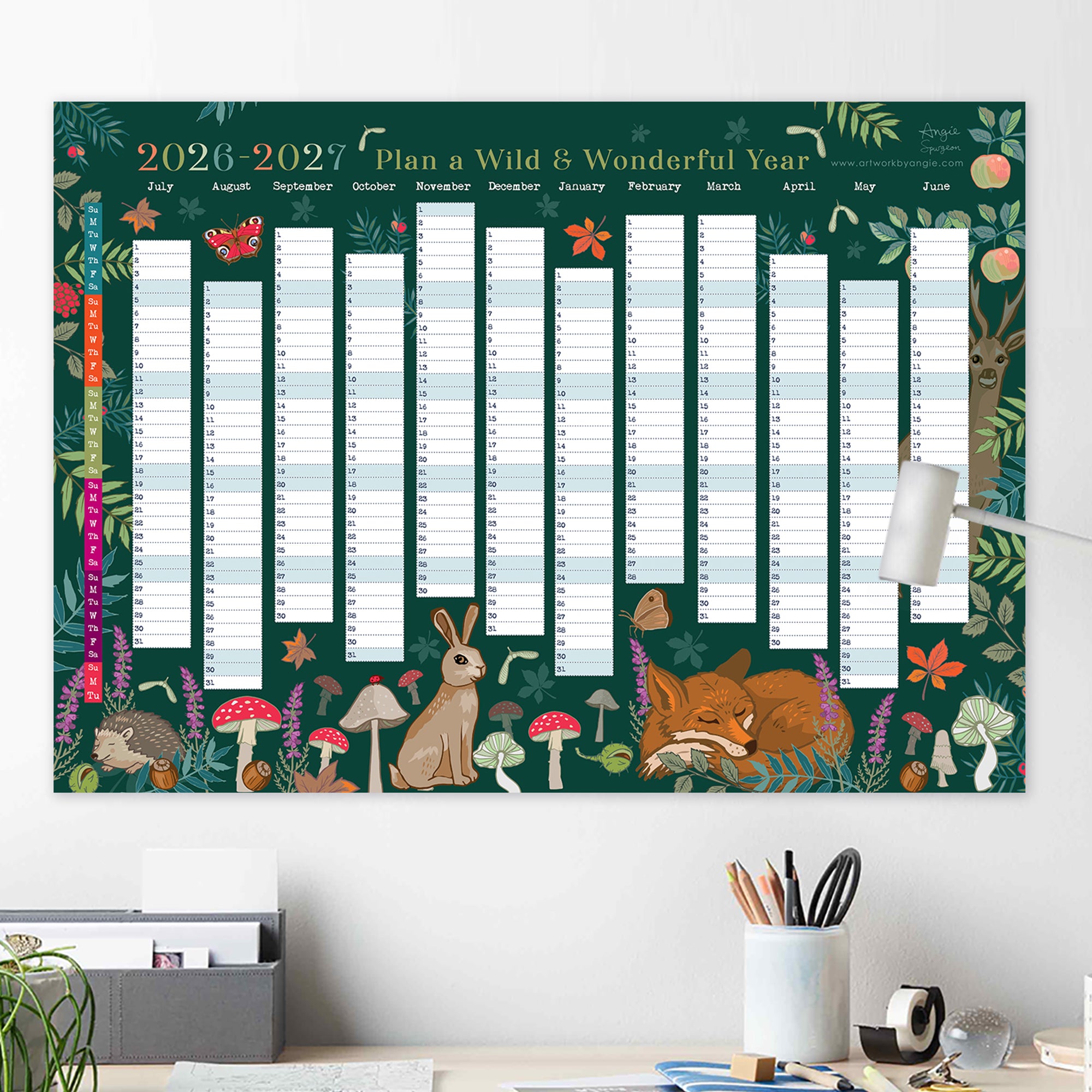 2027 Wall Planner Woodland Wildlife Year to View