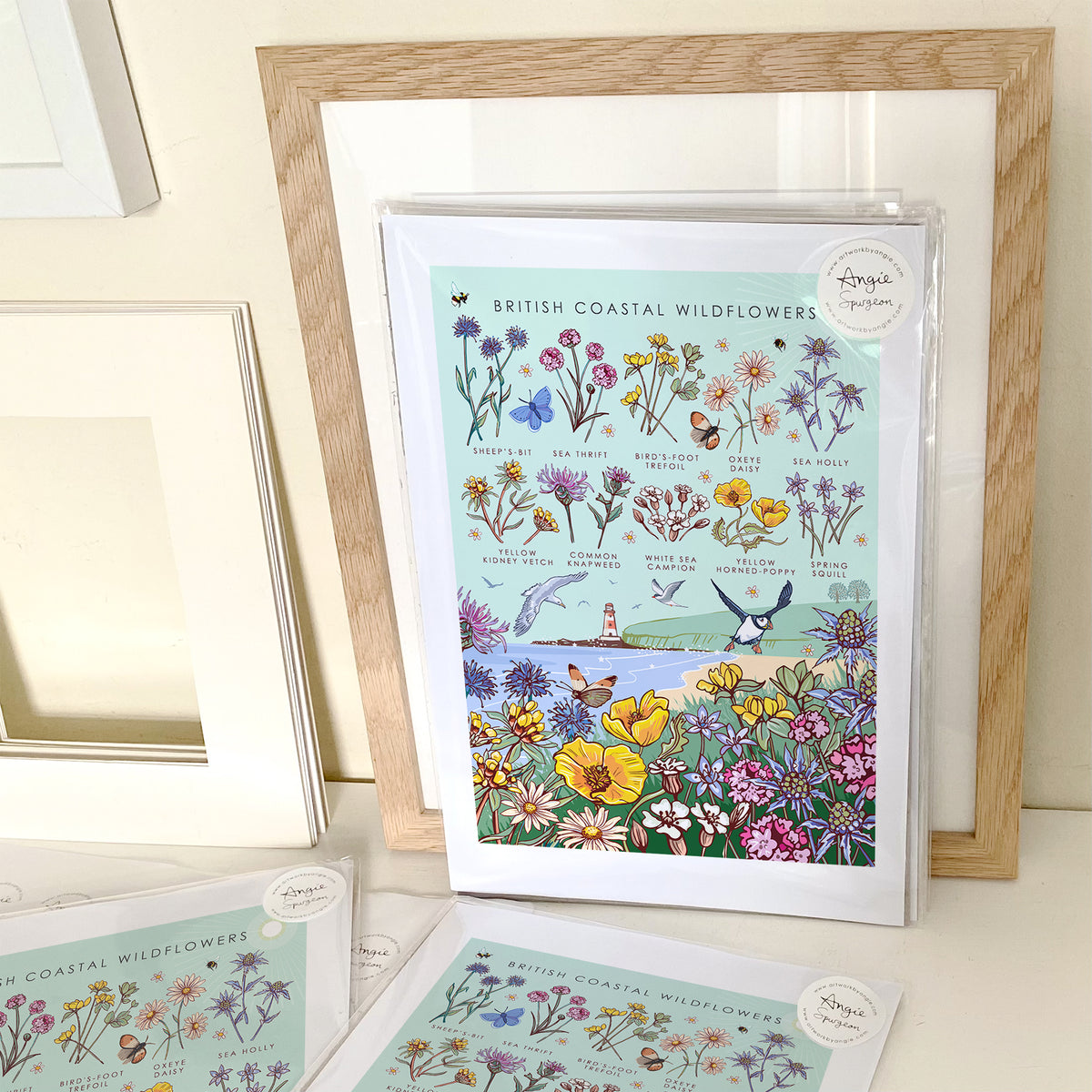 British Coastal Wildflowers Nature Guide Wall Art Print