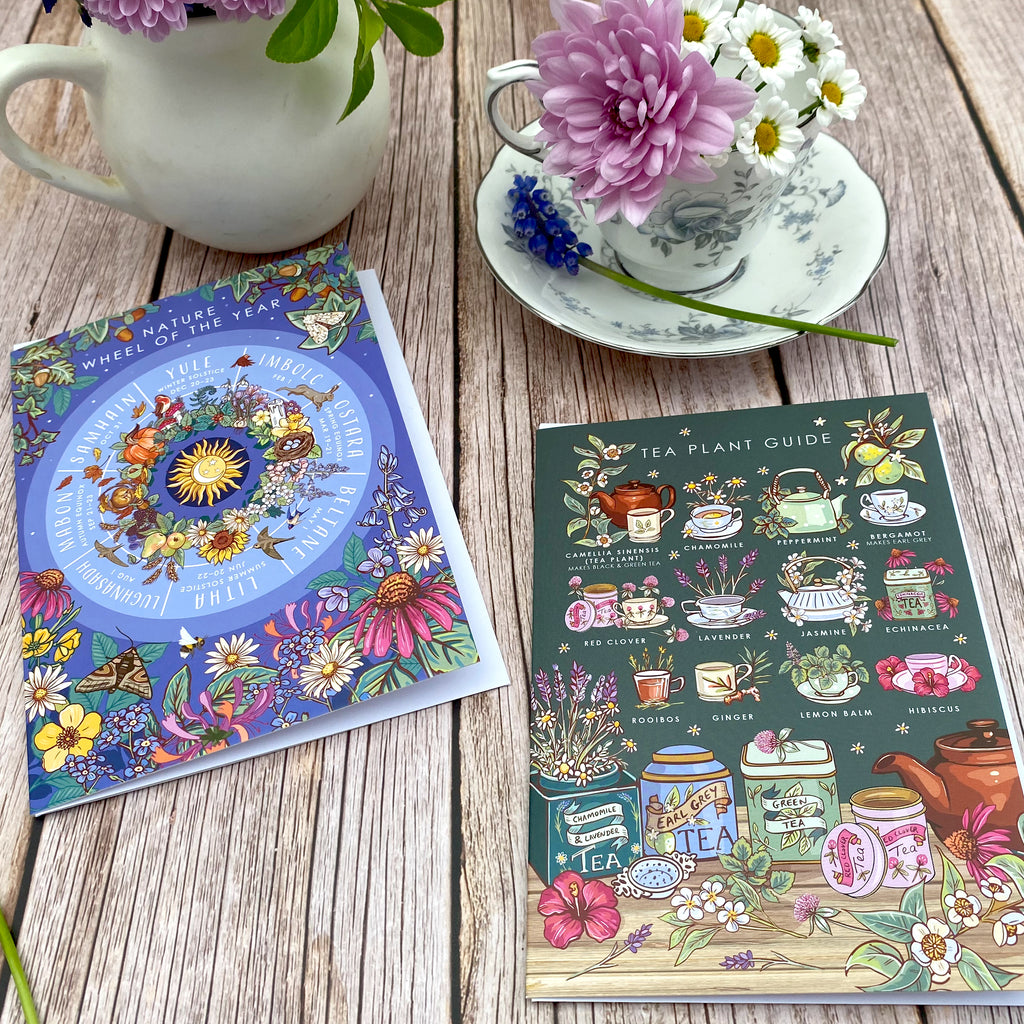 Nature Guide Art Card Set: Wheel of the Year, Baby Animals, Tea Plants