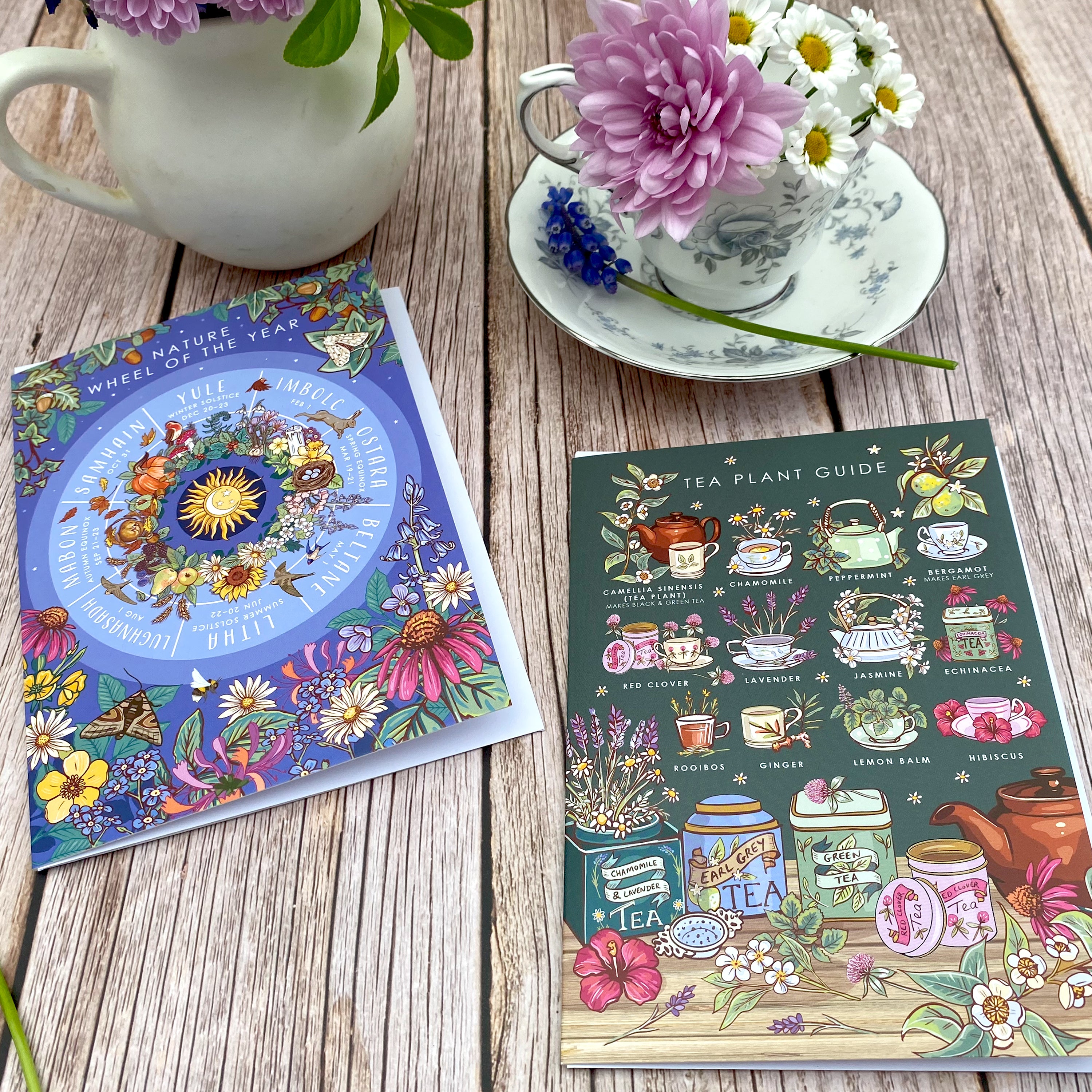 Nature Guide Art Card Set: Wheel of the Year, Baby Animals, Tea Plants