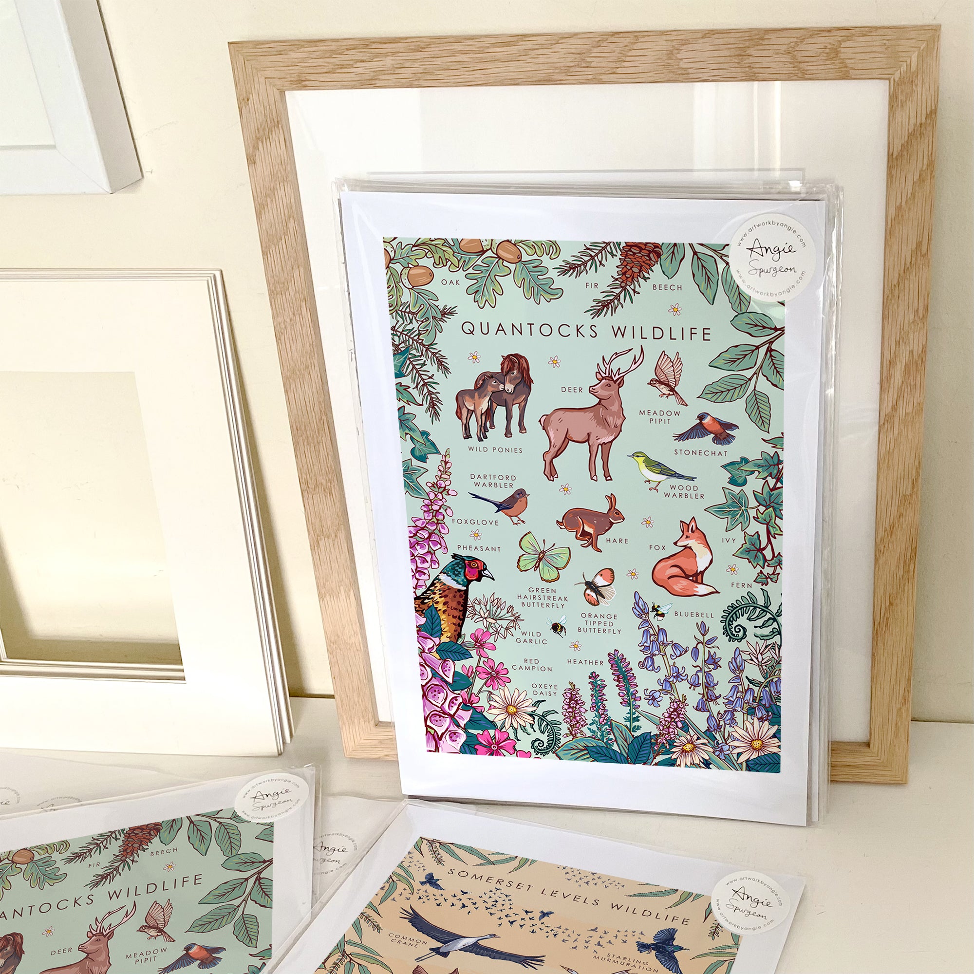 Quantocks Wildlife Nature Guide Wall Art Print