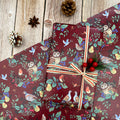 Seasons Tweetings on Burgundy Christmas Gift Wrap Pack of 2