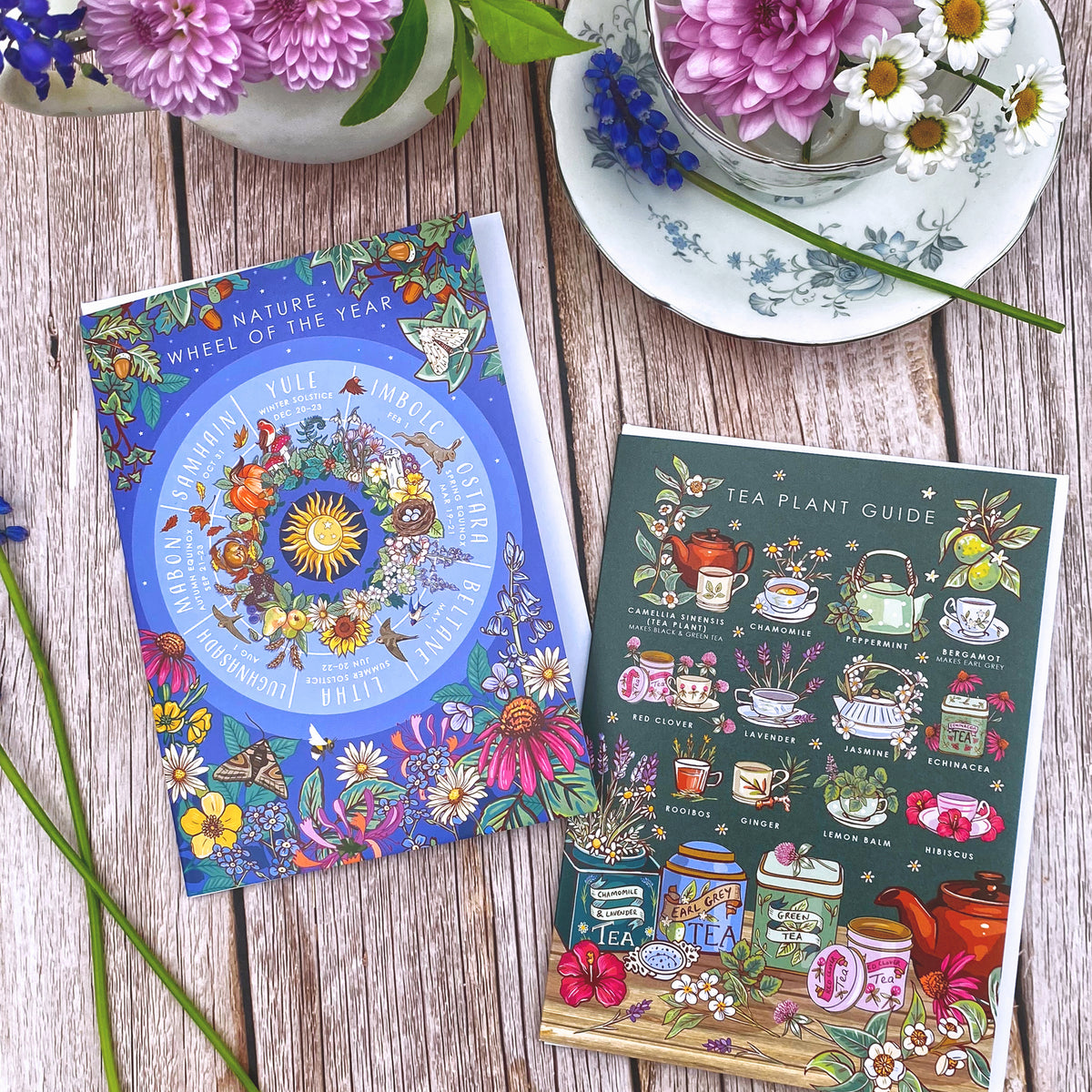 Nature Guide Art Card Set: Wheel of the Year, Baby Animals, Tea Plants
