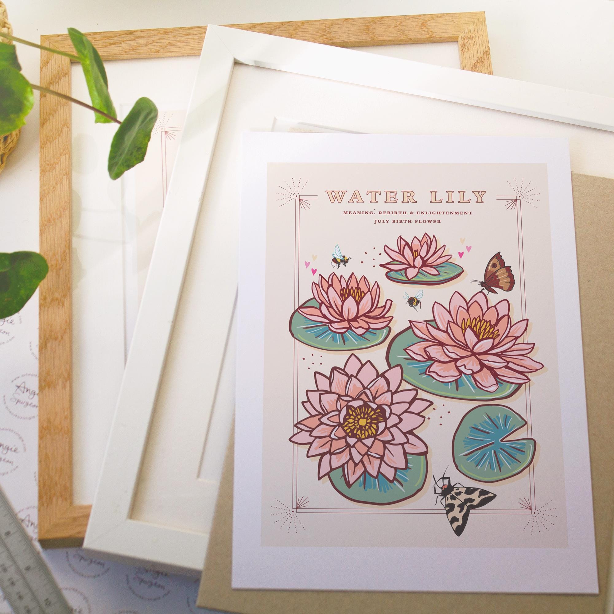Water Lily July Birth Flower Wall Art Print