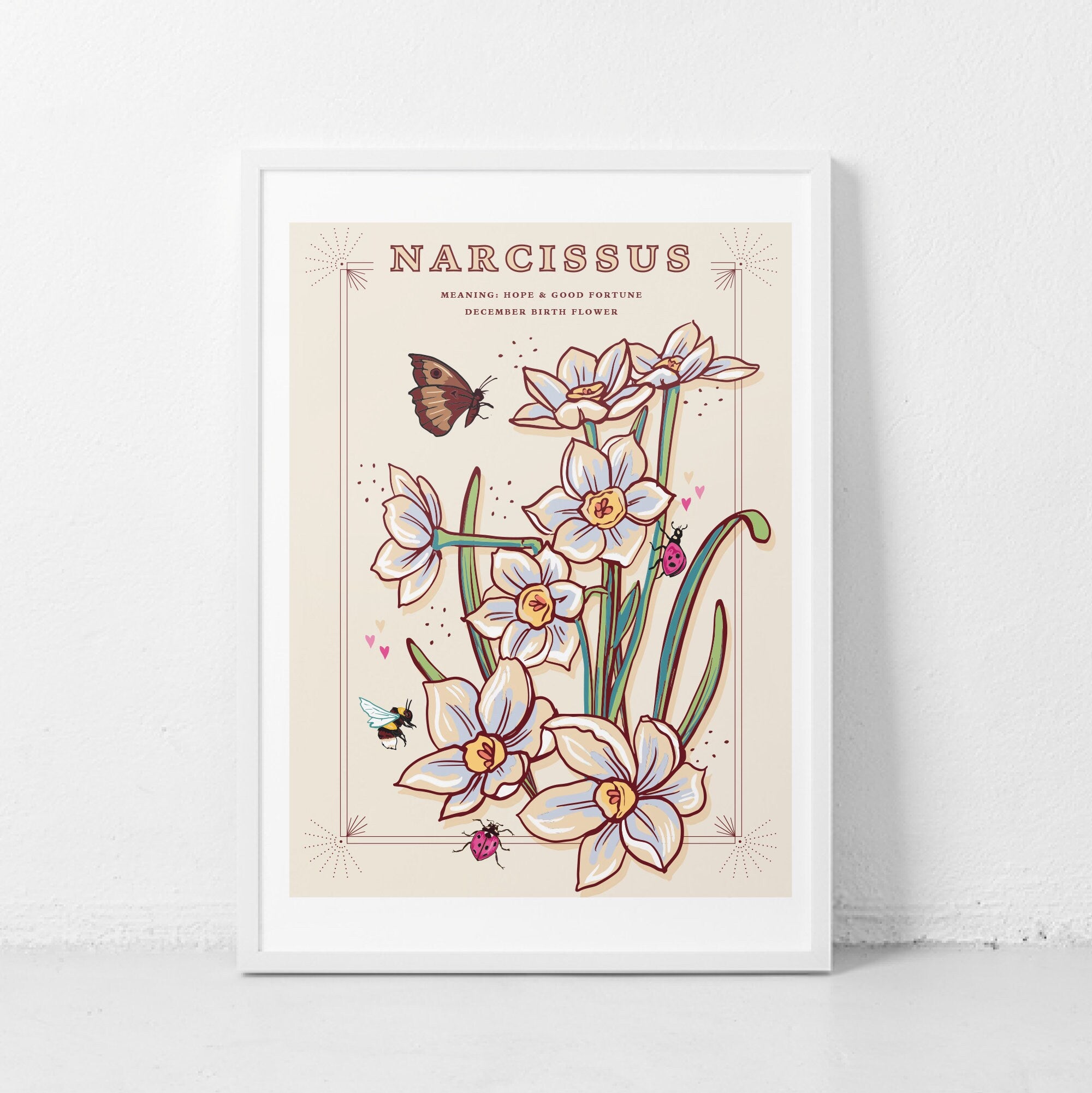 Narcissus December Birth Flower Wall Art Print