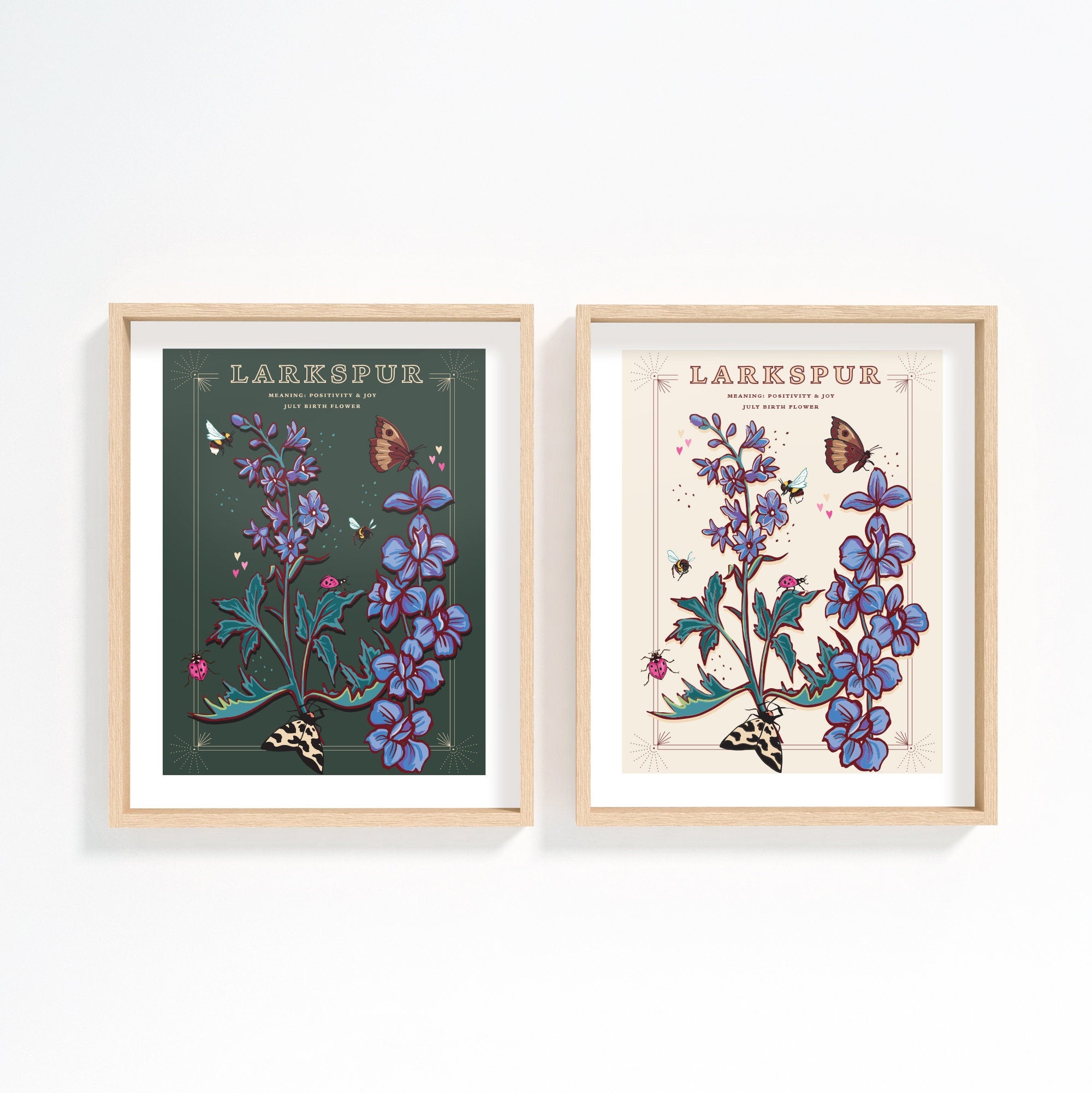 Larkspur July Birth Flower Wall Art Print