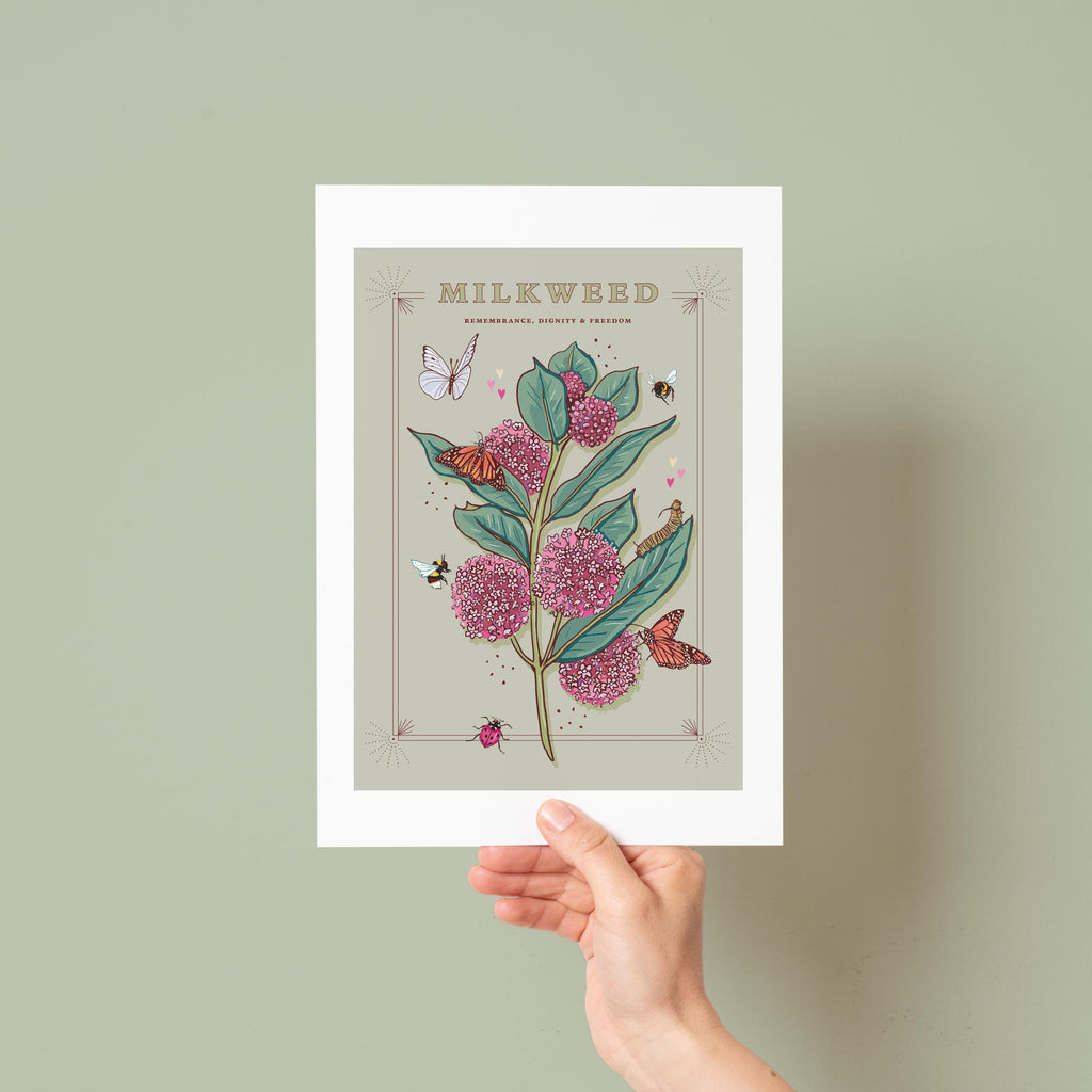 Milkweed and Monarch Butterfly Wall Art Print