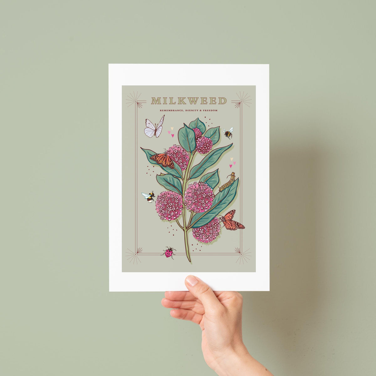 Milkweed and Monarch Butterfly Wall Art Print