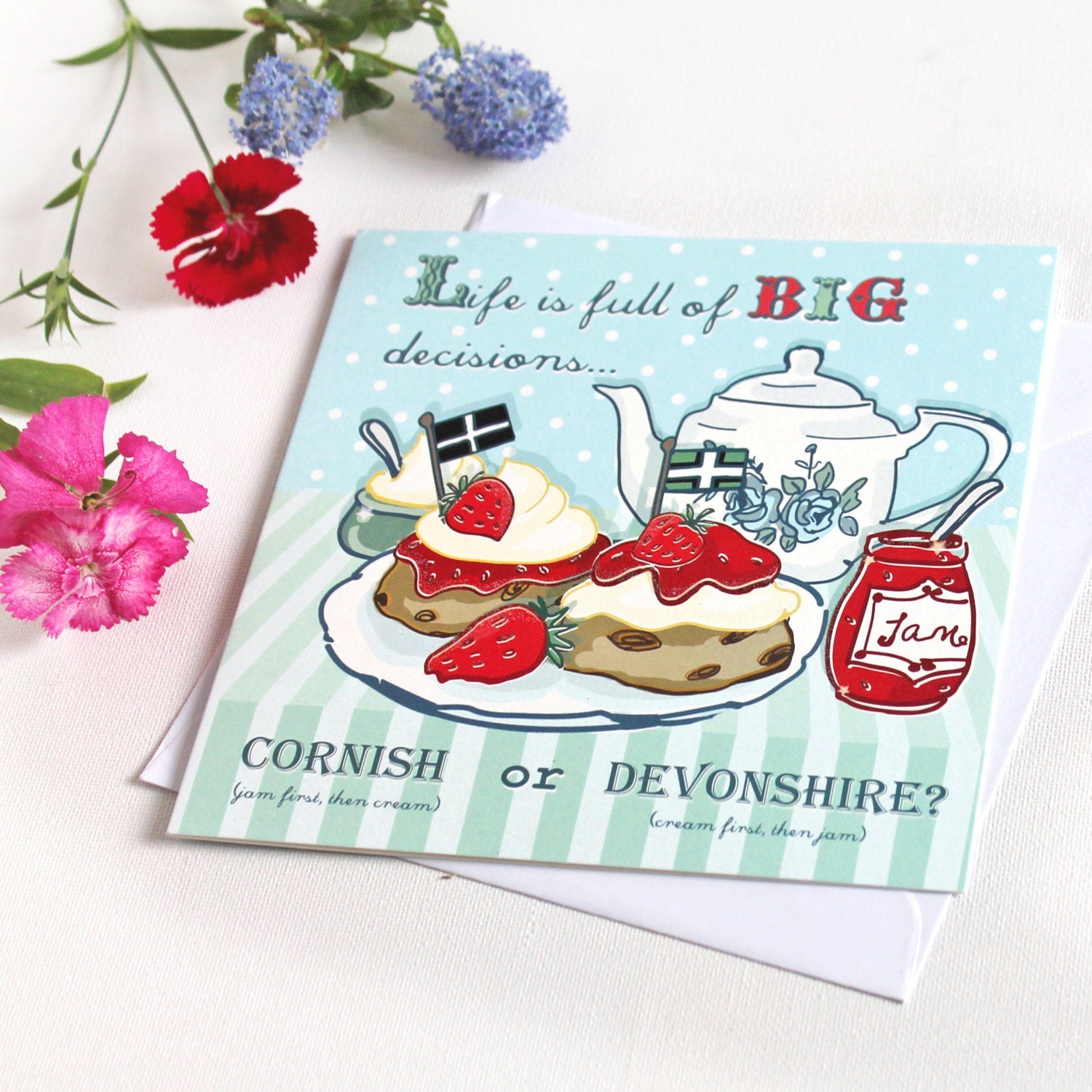 Cream Tea Big Decisions Greetings Card - Friendship Card