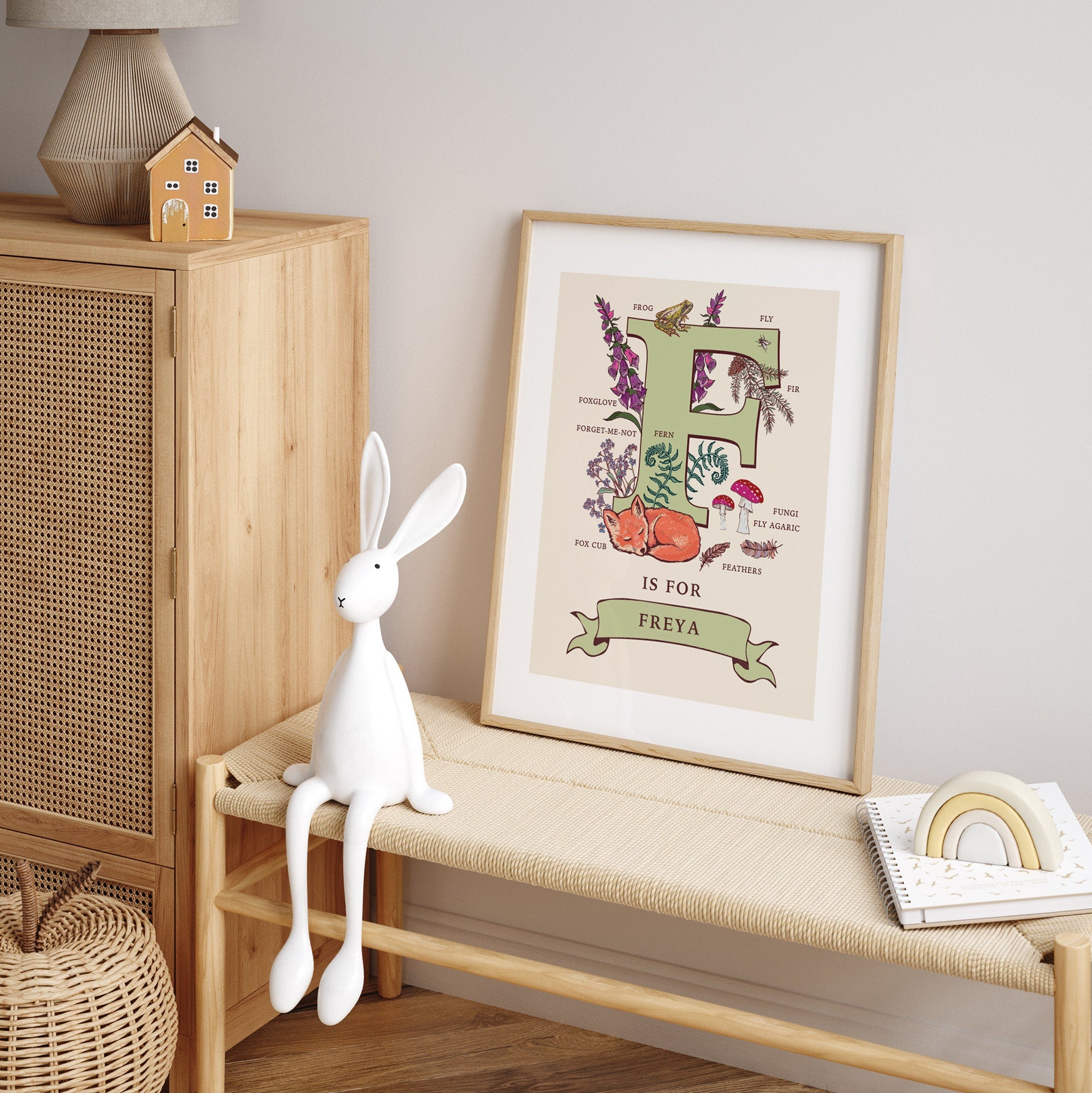 I - Personalised Letter I Print, Initial I Wall Art, Nature Guide Monogram Illustration