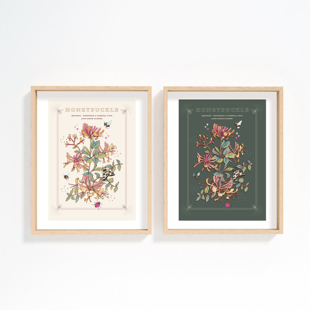 Honeysuckle June Birth Flower Wall Art Print