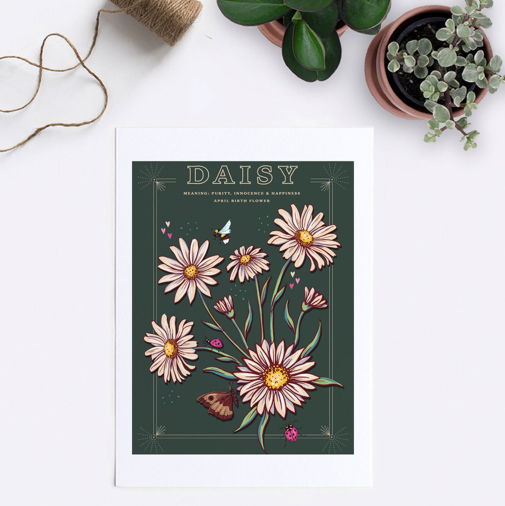 Daisy April Birth Flower Wall Art Print