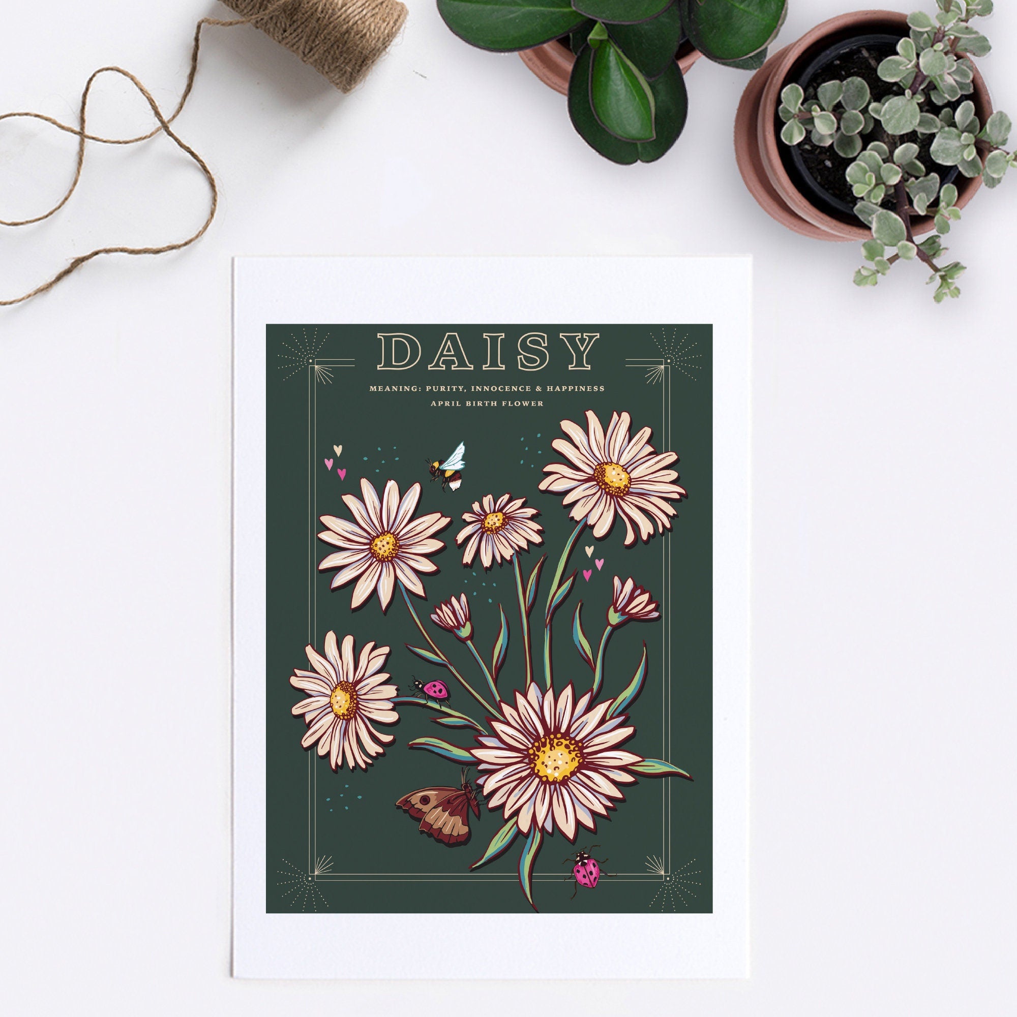Daisy April Birth Flower Wall Art Print