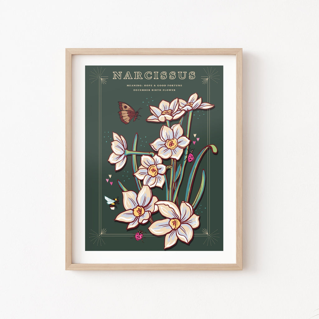 Narcissus December Birth Flower Wall Art Print