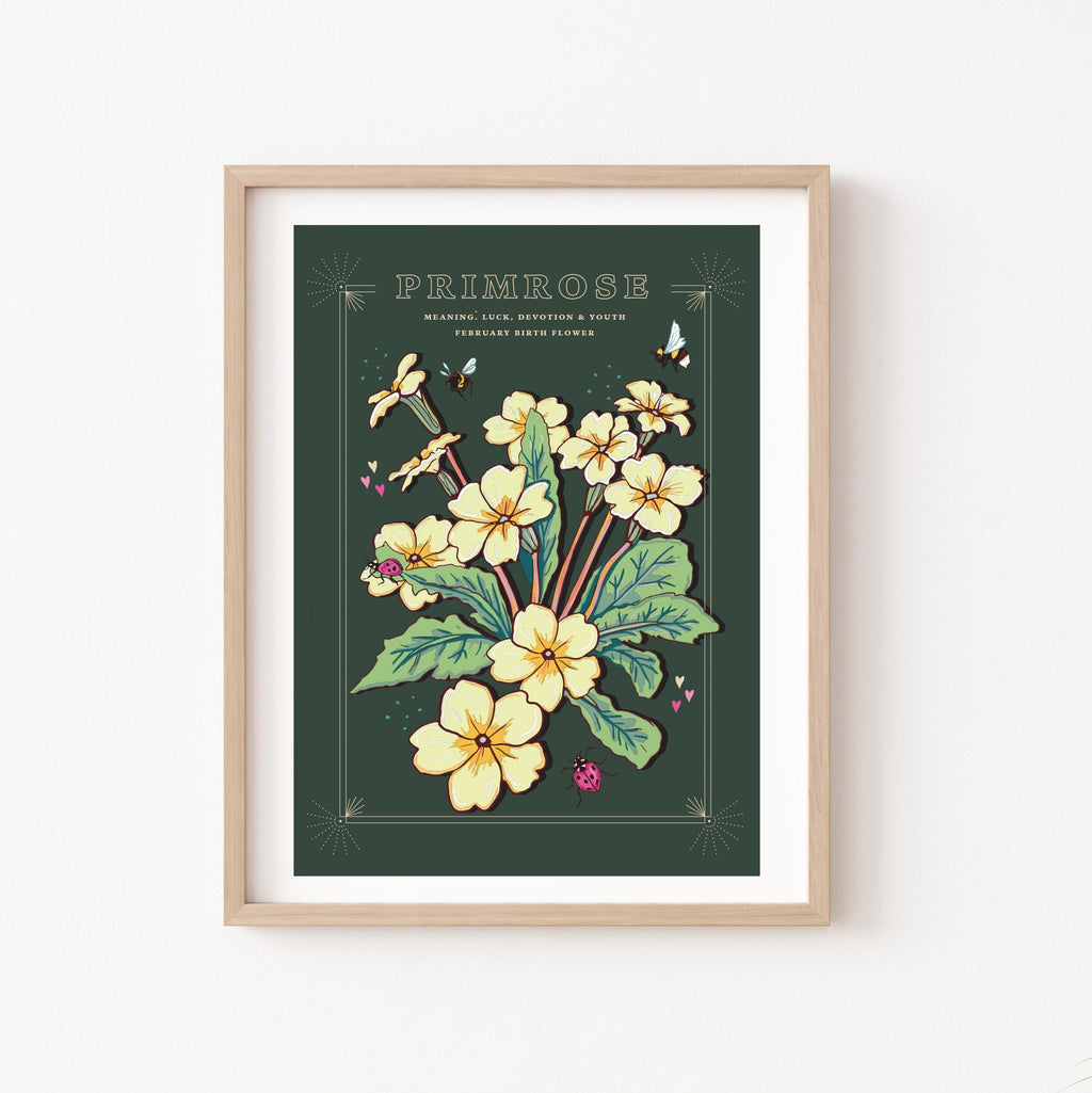 Primrose February Birth Flower Wall Art Print