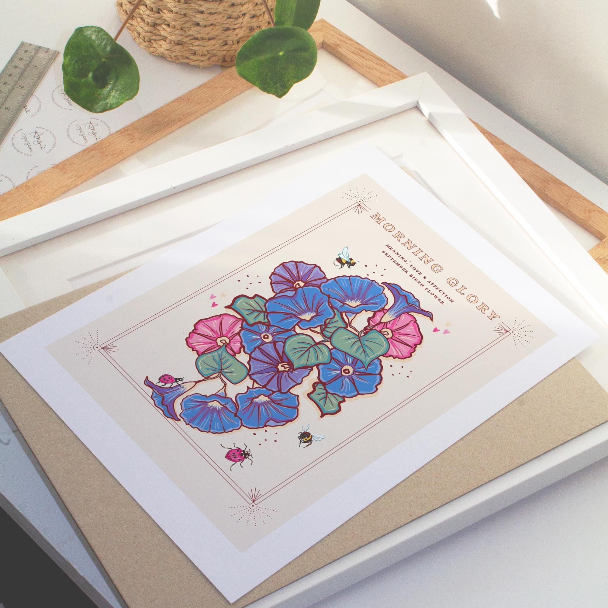 Morning Glory September Birth Flower Wall Art Print