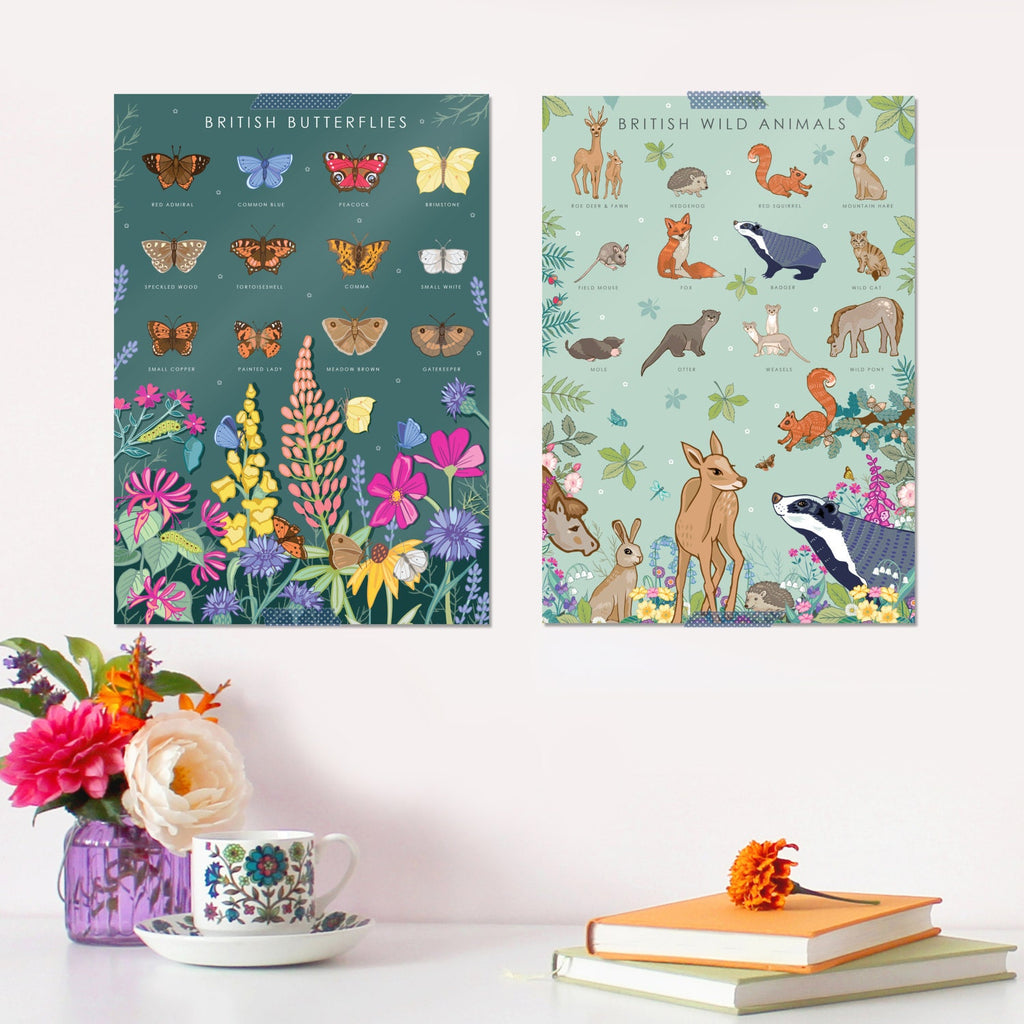 British Butterflies Nature Guide Wall Art Print