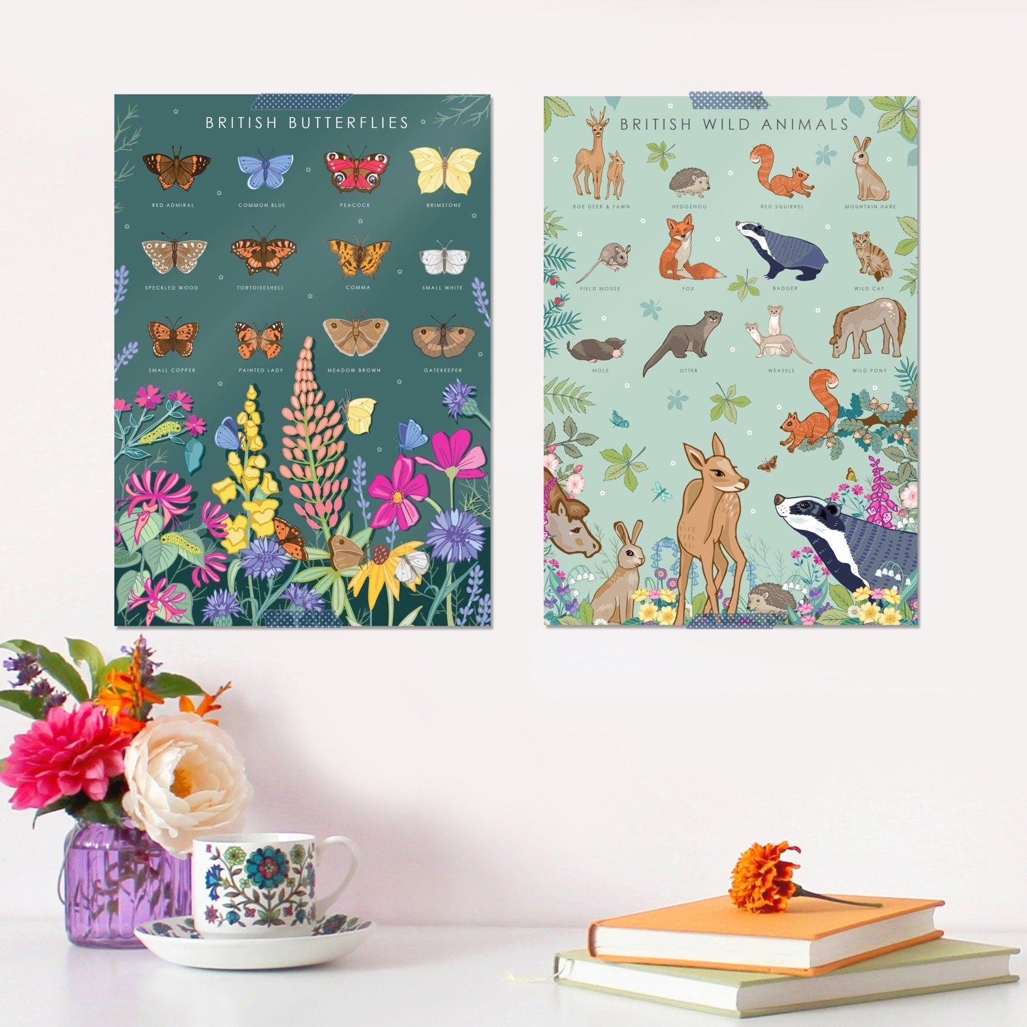British Butterflies Nature Guide Wall Art Print