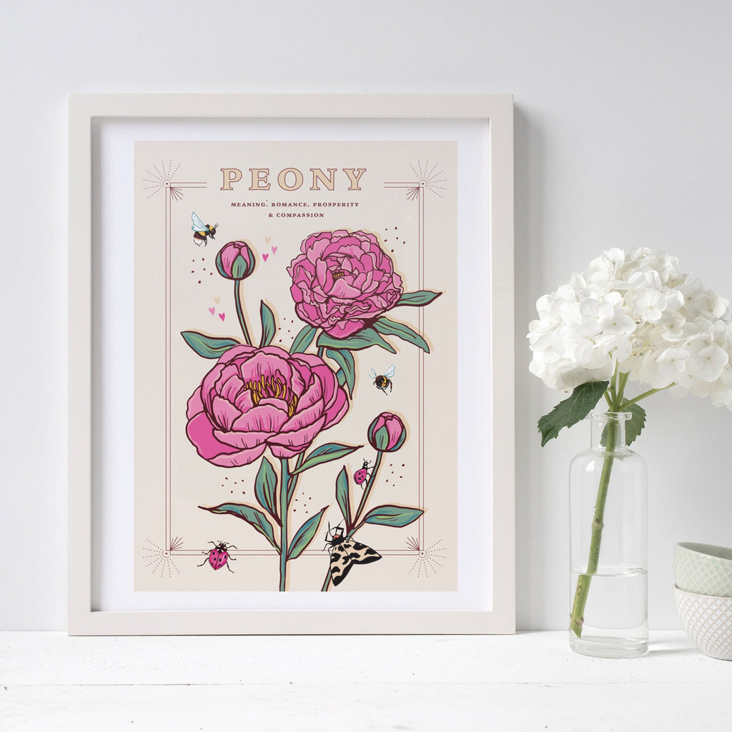 Peony November Birth Flower Wall Art Print