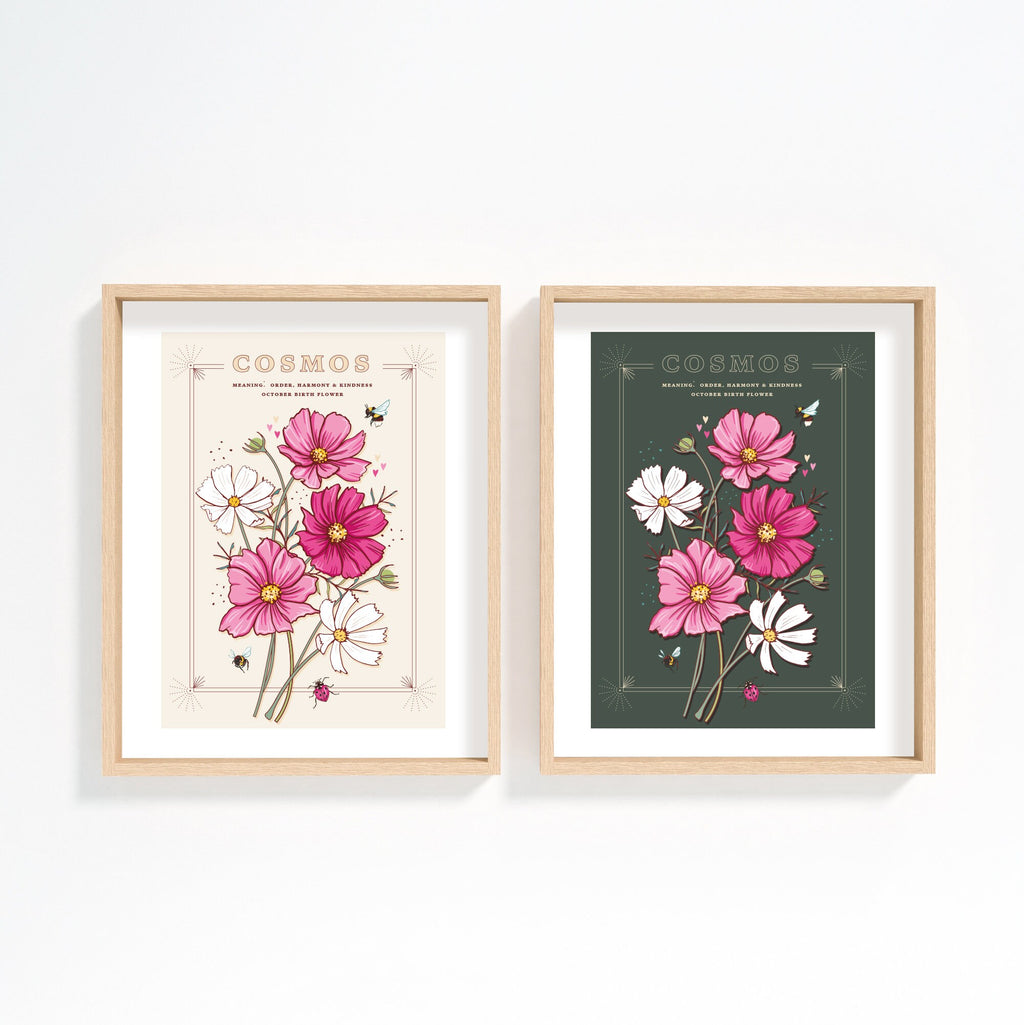 Cosmos October Birth Flower Wall Art Print