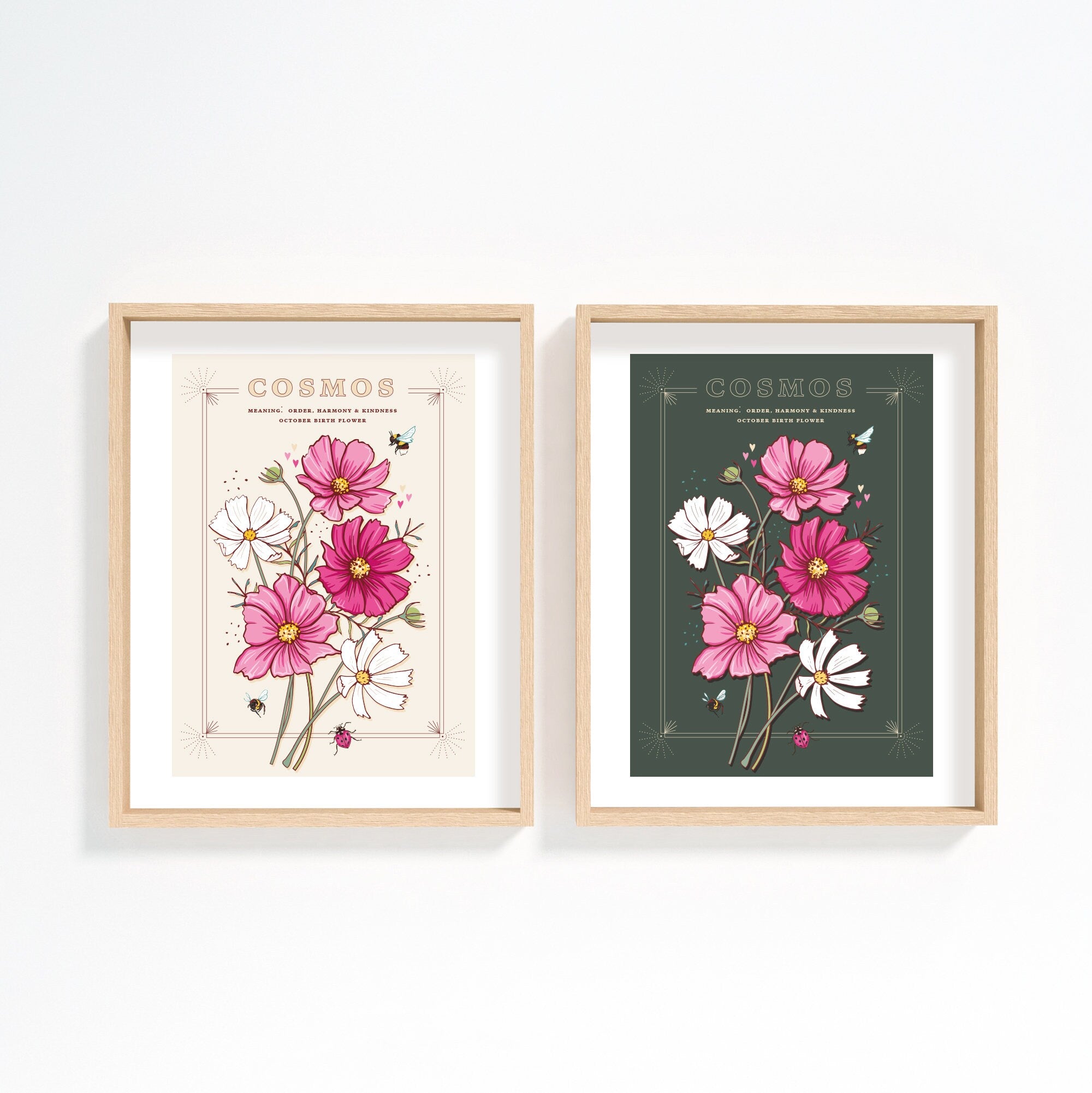 Cosmos October Birth Flower Wall Art Print