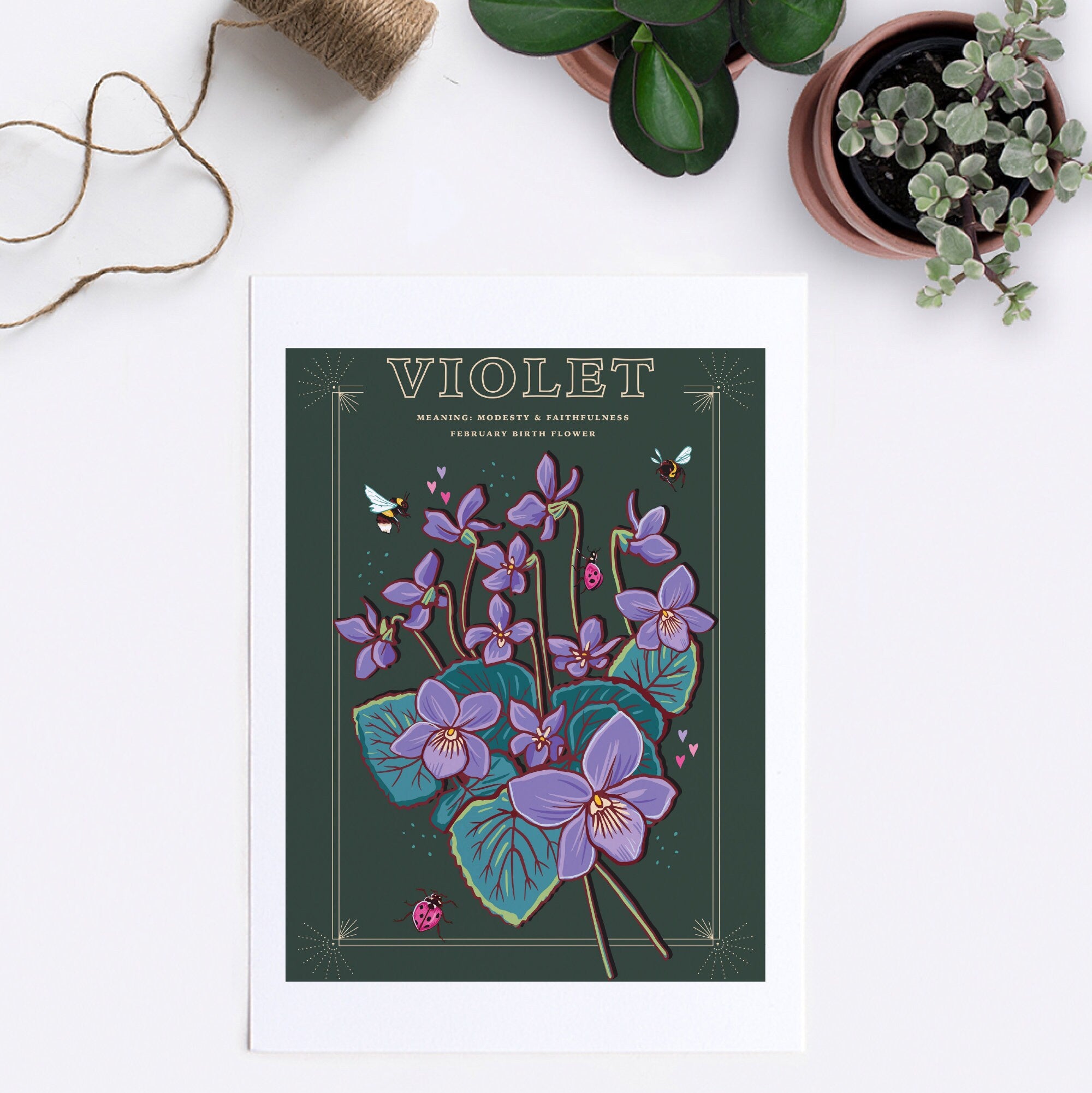 Violets February Birth Flower Wall Art Print