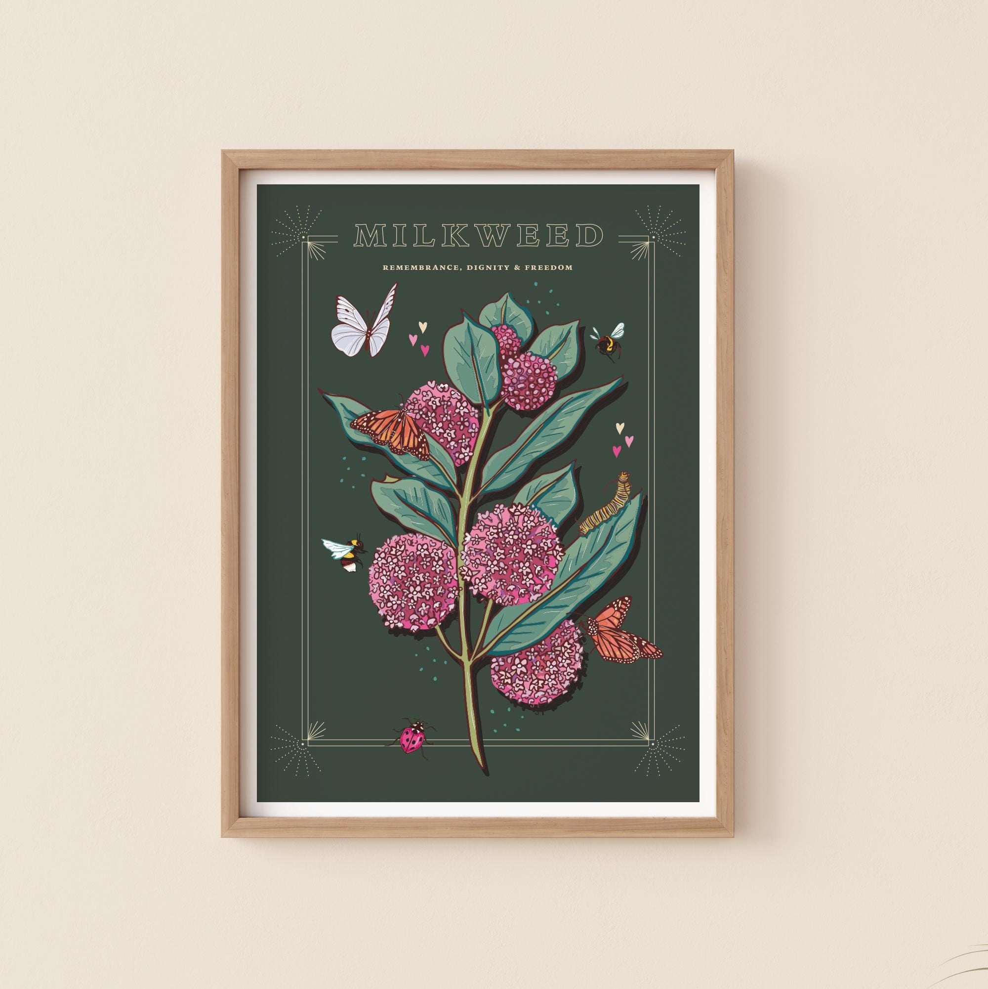 Milkweed and Monarch Butterfly Wall Art Print