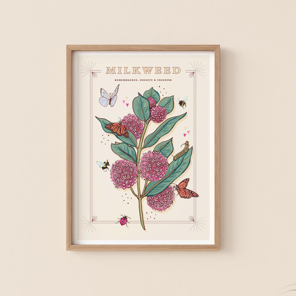 Milkweed and Monarch Butterfly Wall Art Print