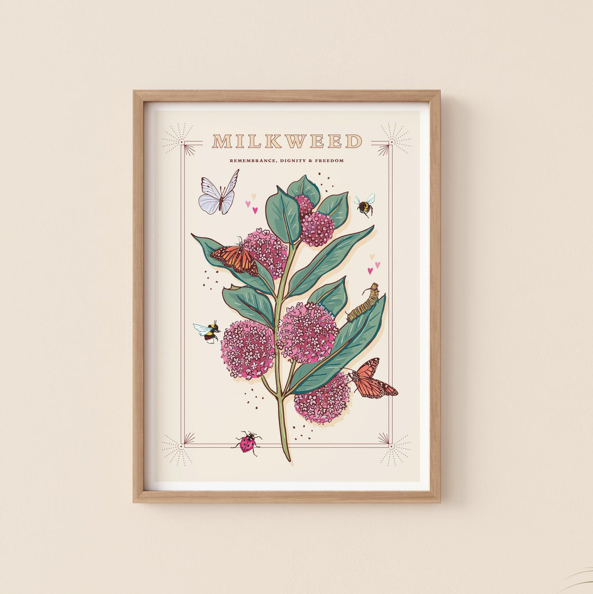 Milkweed and Monarch Butterfly Wall Art Print