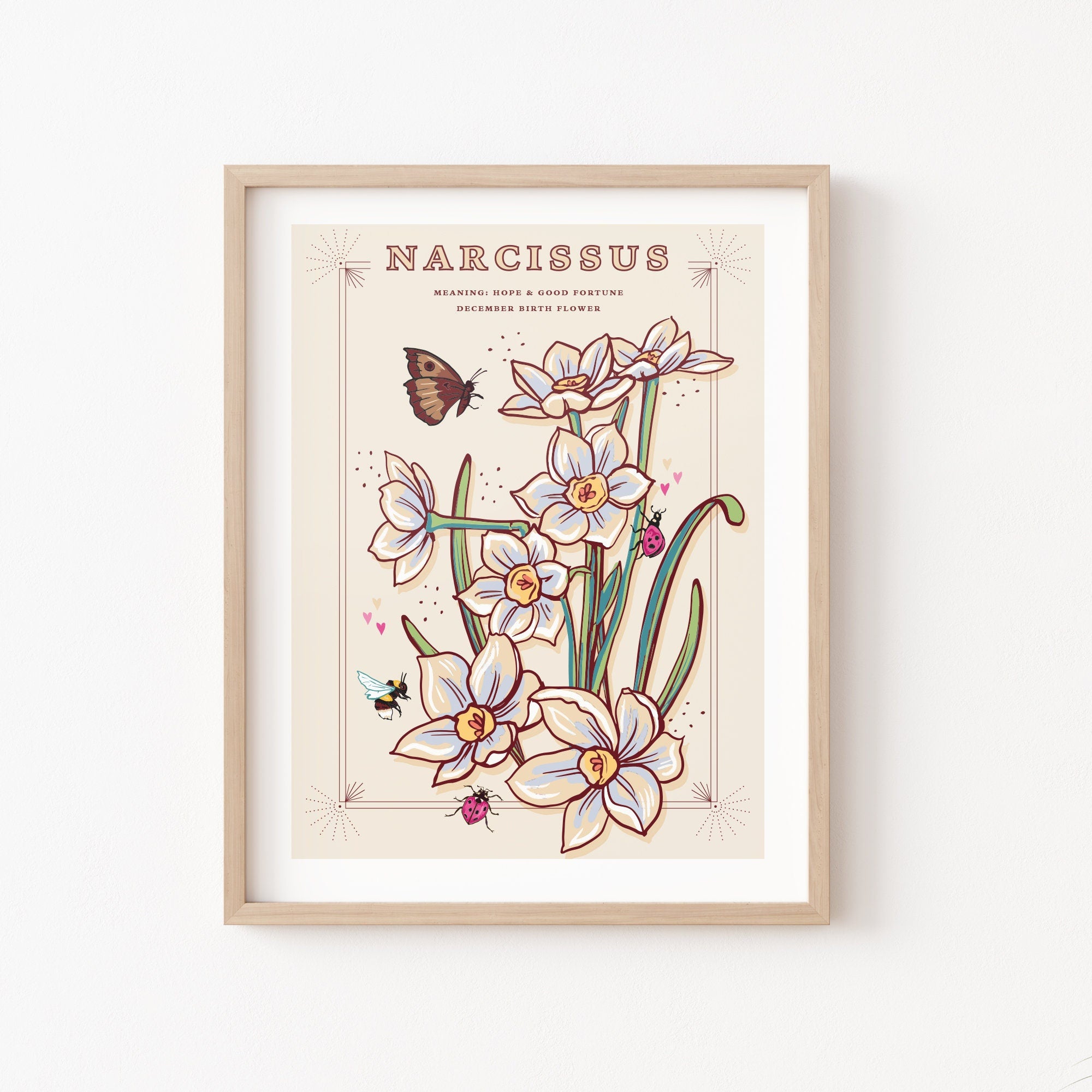Narcissus December Birth Flower Wall Art Print