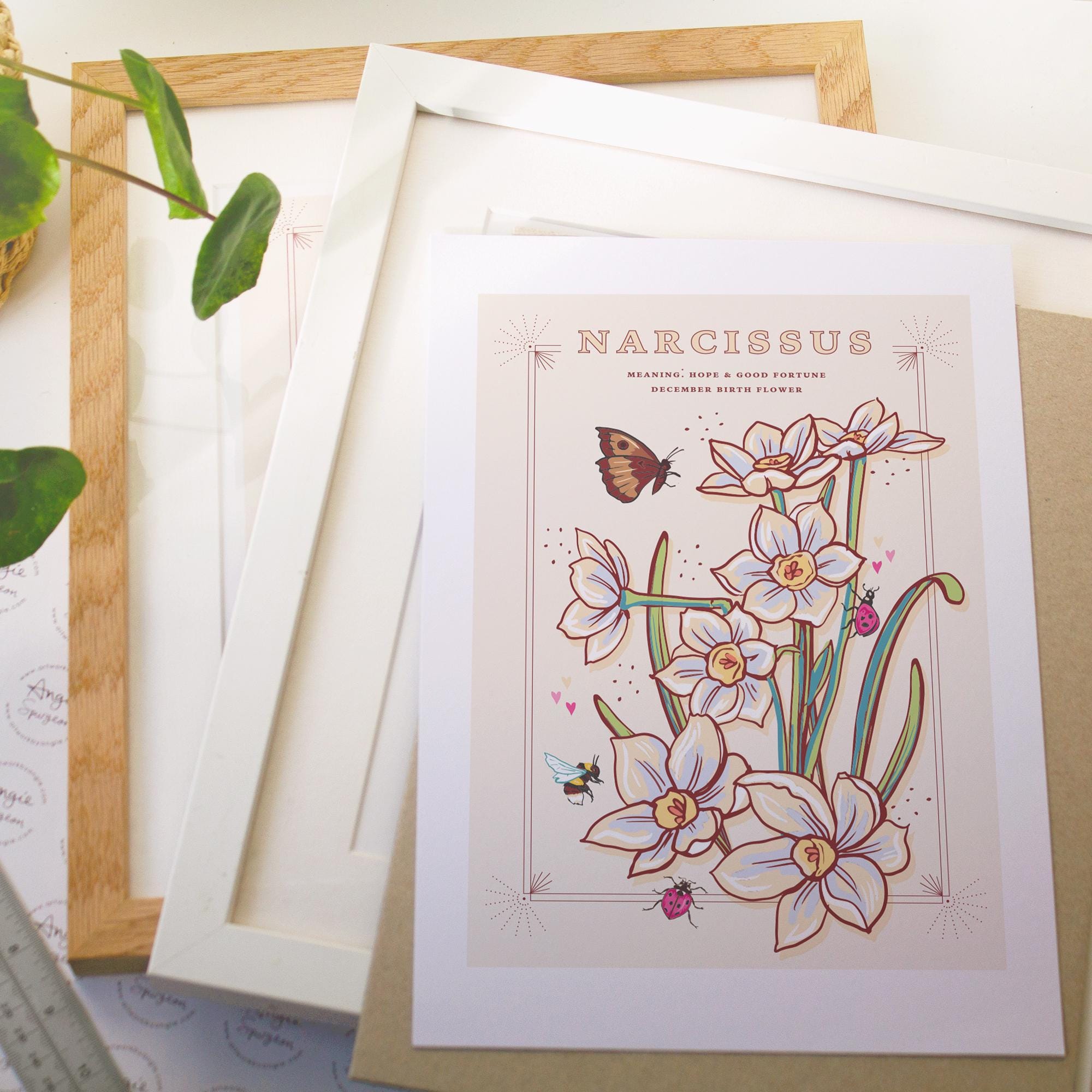 Narcissus December Birth Flower Wall Art Print