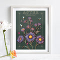 Aster September Birth Flower Wall Art Print