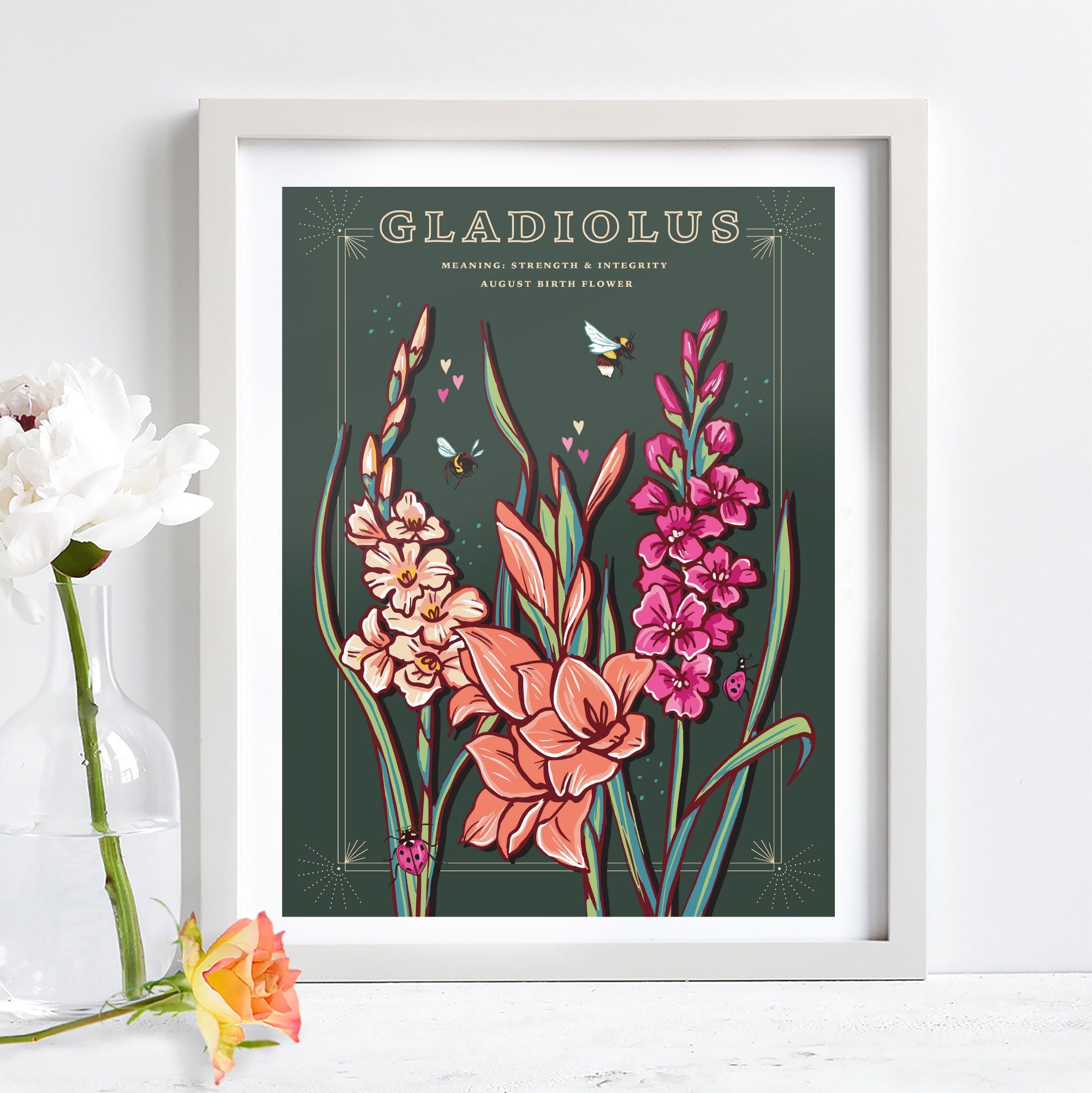 Gladiolus August Birth Flower Wall Art Print