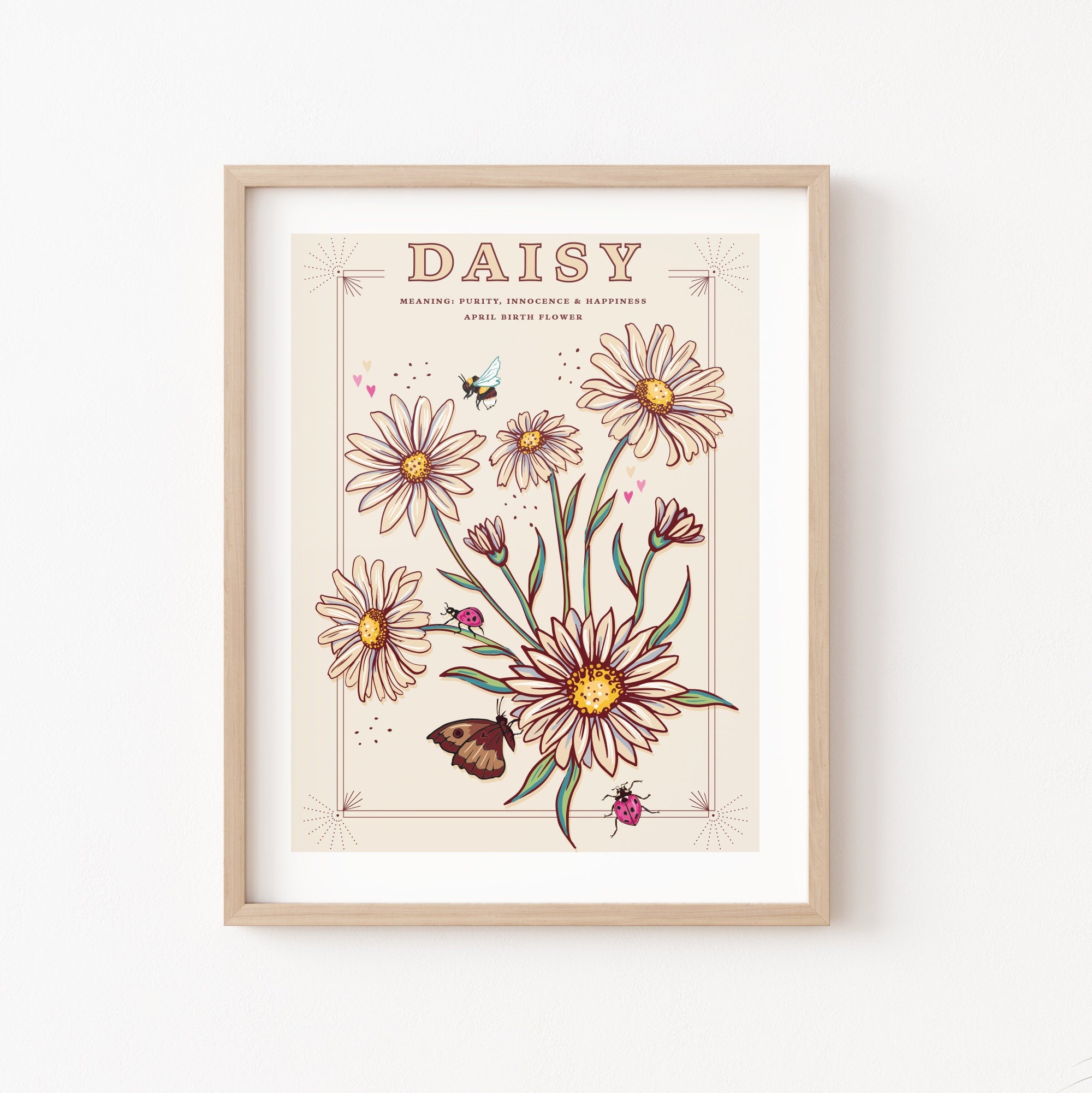 Daisy April Birth Flower Wall Art Print