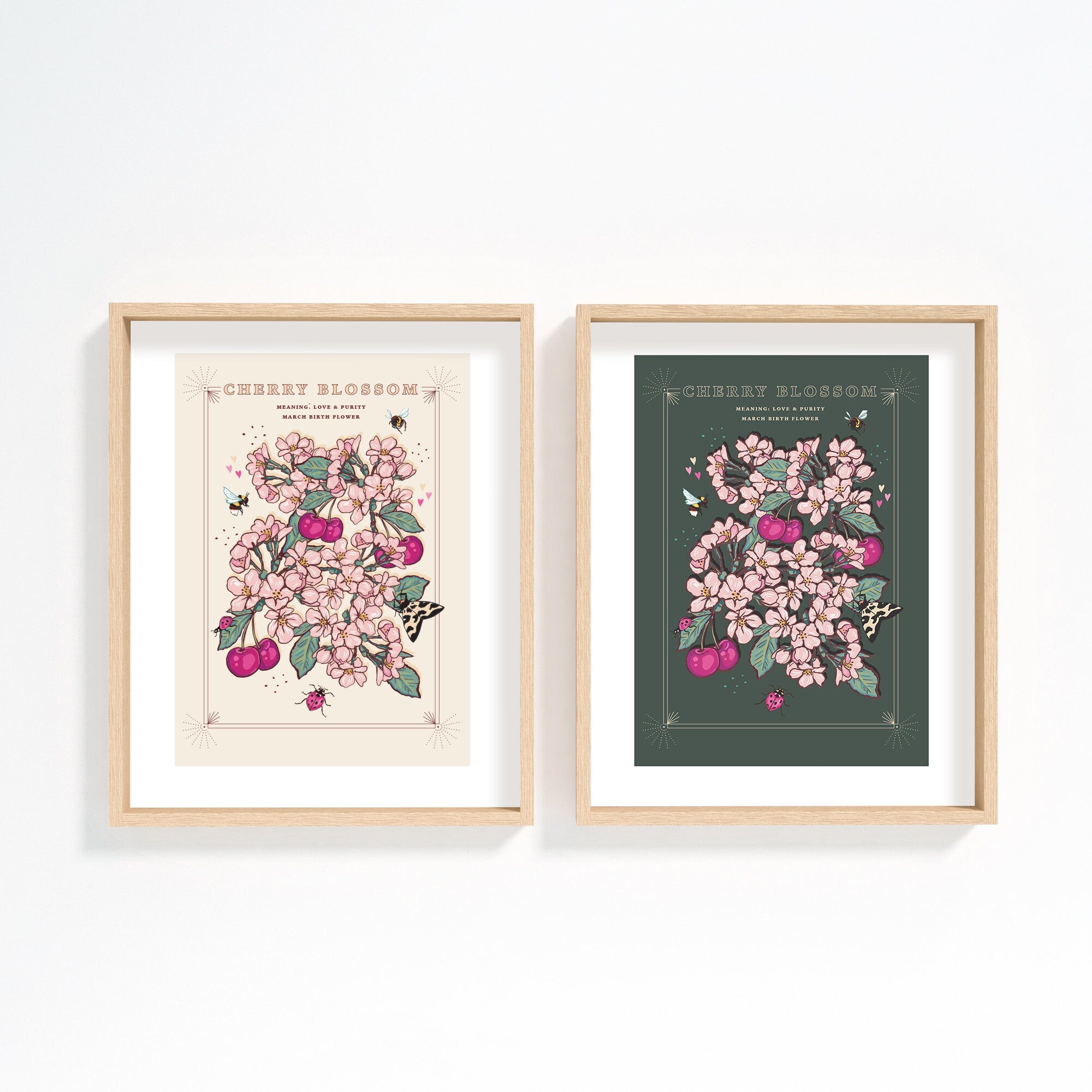 Cherry Blossom March Birth Flower Wall Art Print
