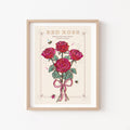 Red Rose Wall Art Print, Flower Meaning Illustration Print